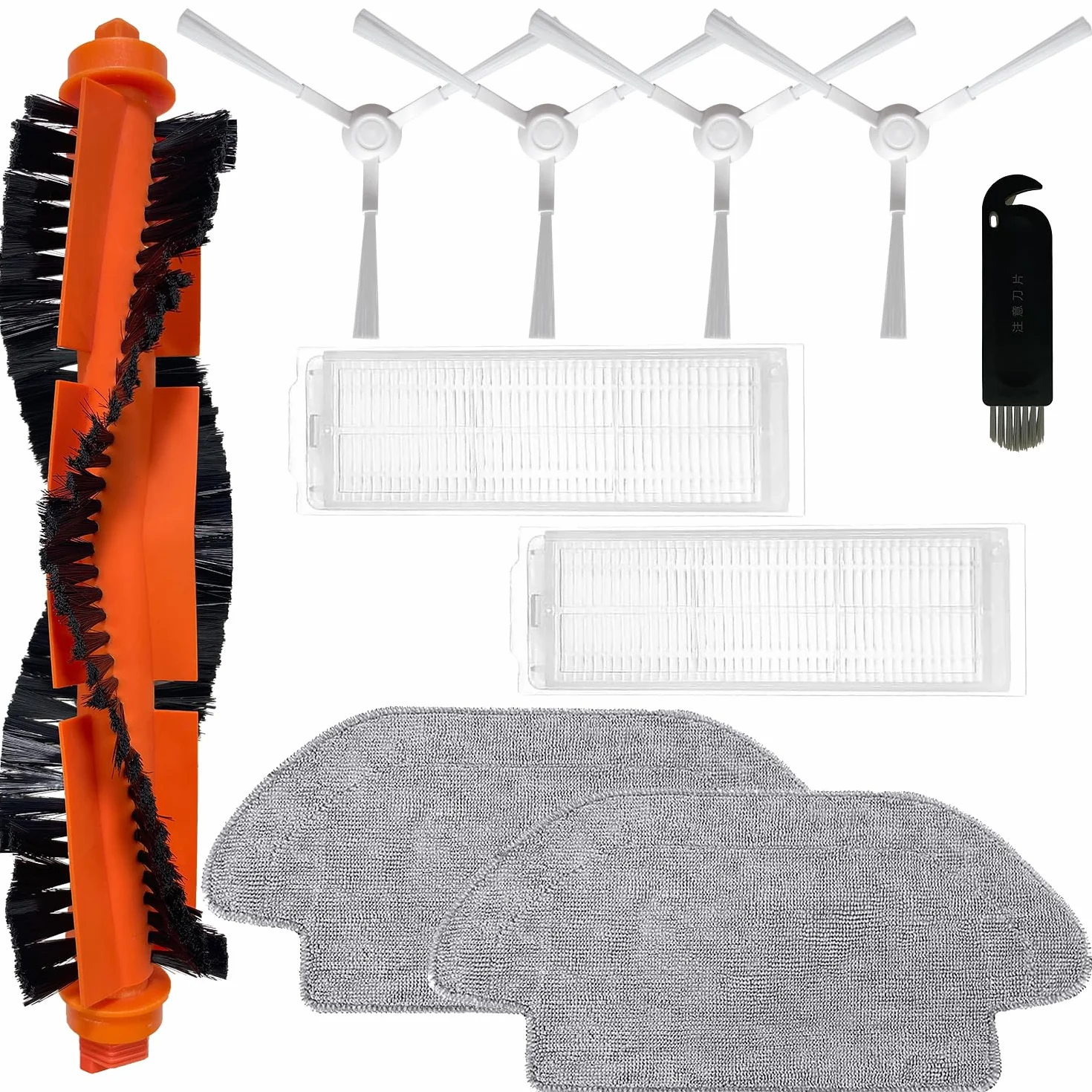 Xiaomi Akcesoria zamienne do Robot Vacuum Mop 2S Mop Pro Mop P STYJ02YM S12 S10 EU, 1 szczotka główna, 2 filtr HEPA, 2 tkaniny, 4 szczotki boczne
