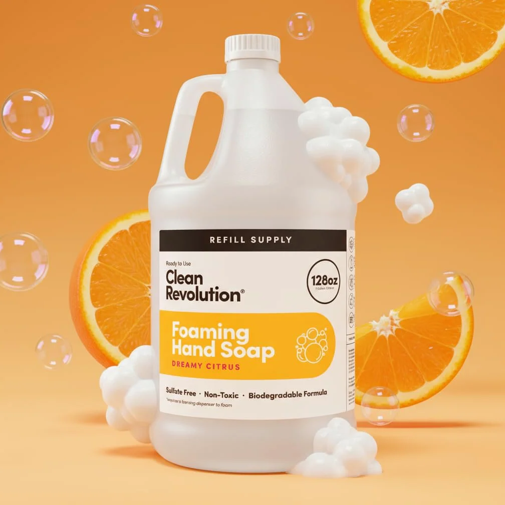 Clean Revolution Pojemnik uzupełniający do mydła do rąk, gotowa do użycia formuła, marzycielski zapach cytrusowy, 350 ml