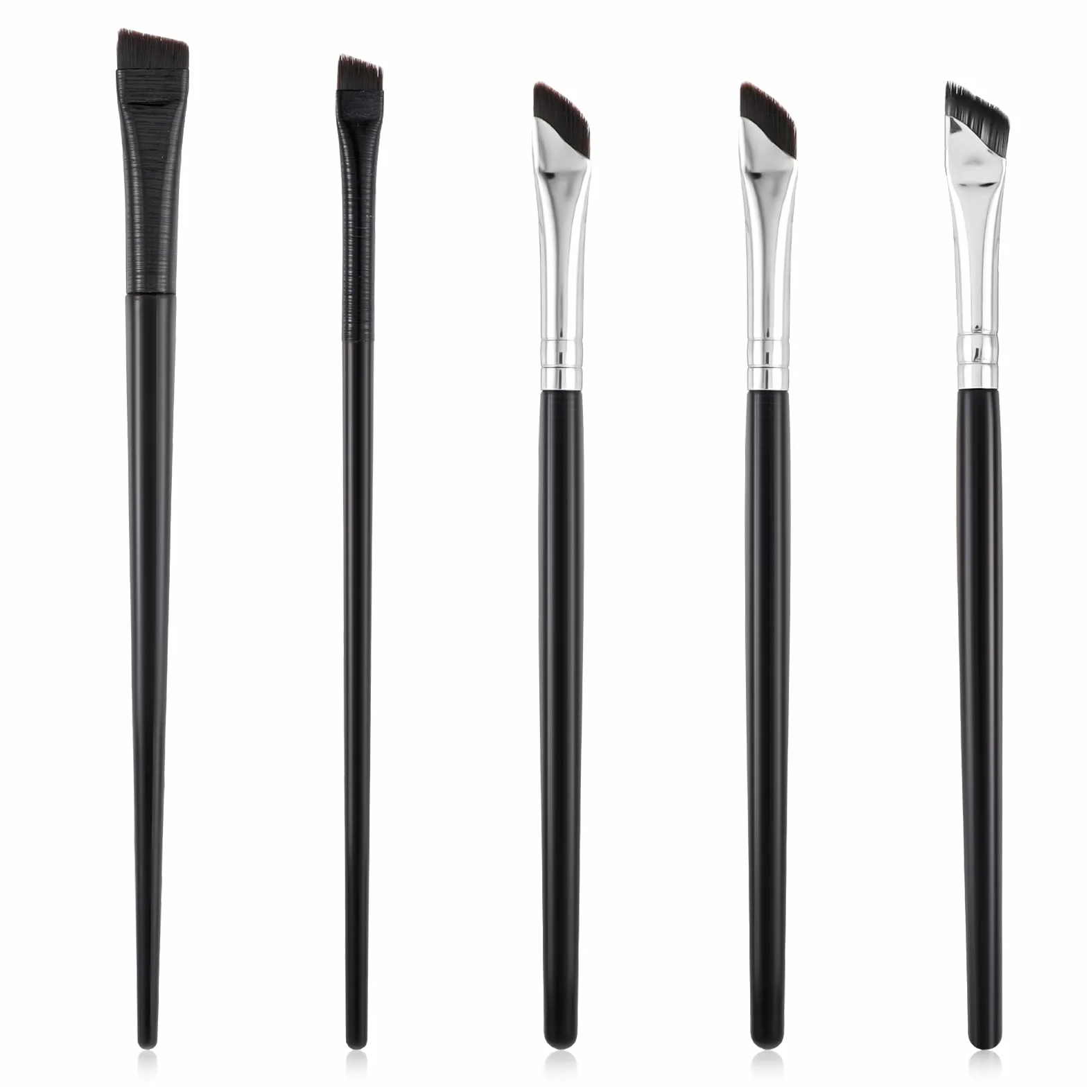 5 cienkich pędzli do eyelinera, profesjonalny, wygięty, miękki, płaski pędzel do makijażu, delikatny, mały pędzel do eyelinera