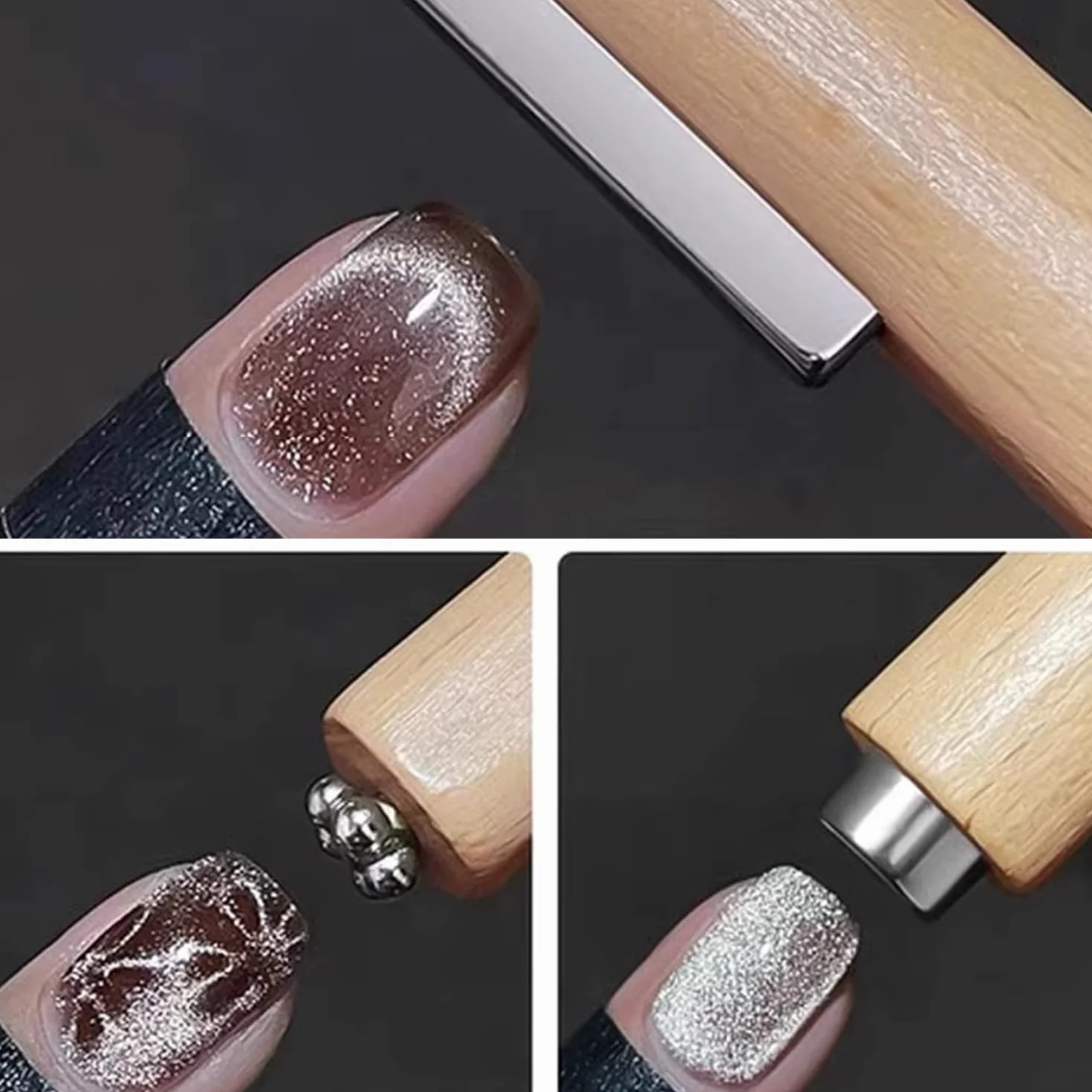 2 szt. Magnesy kocie oko, narzędzia magnetyczne do paznokci, cylindryczne mocne kamienie magnetyczne, odpowiednie do studiów paznokci S i domu DIY Nail Art.