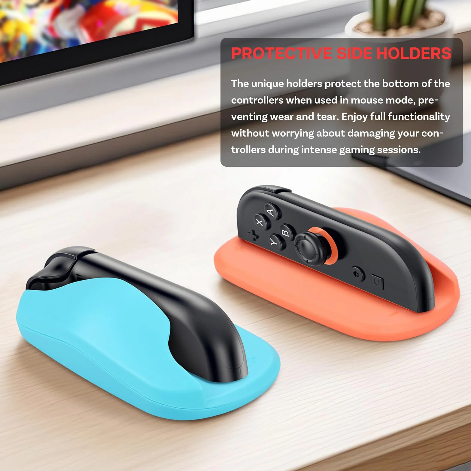 Podstawka Myszy do Nintendo Switch 2 od MMOBIEL – 2 Szt. Przenośna Baza do Kontrolerów Joy-Con – Ergonomiczny Uchwyt do Trybu Myszy – Precyzyjna Kontrola i Ochrona – Czerwony/Niebieski