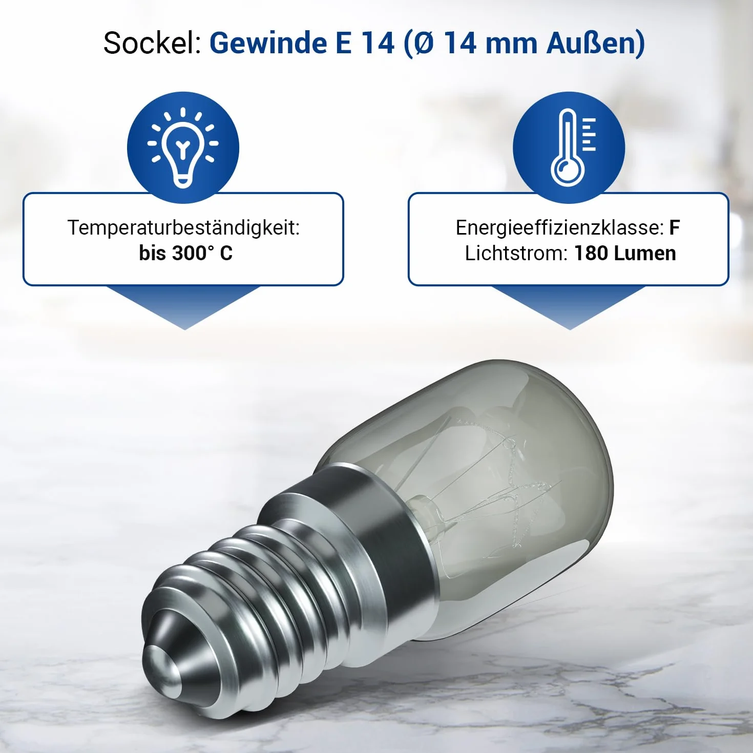 VIOKS Żarówka E14 15W 230V 300°C 22mm Ø48mm do piekarnika