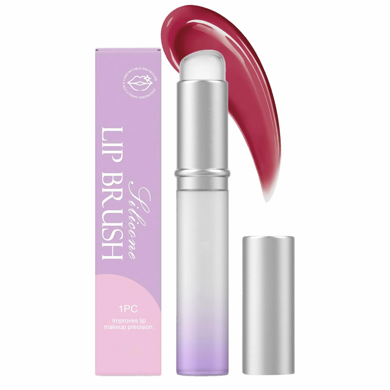 Aplikator do ust – silikonowy pędzel do ust do rozjaśniania | produkty pielęgnacyjne do balmu i peelingu, kremu, cieni do powiek, eyelinera, w podróży, w domu, na co dzień