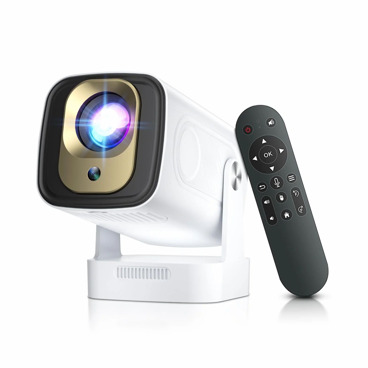 HY260pro Inteligentny Projektor 4K, Mini Projektor z WiFi 6 Bluetooth 5.4, 1080p Full HD, Przenośny Projektor z Systemem Android 14.0, Obrót o 270°, Do Sypialni, na Zewnątrz