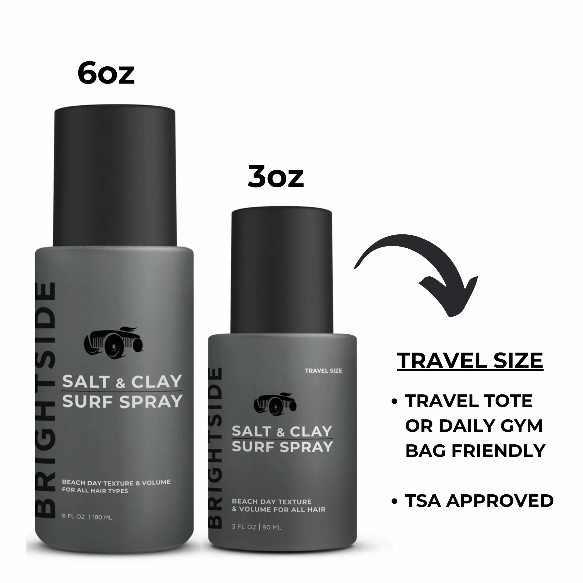 BRIGHTSIDE Salt & Clay Surf spray do teksturowania i objętości, sól i glina krzemionkowa, mieszanka oczaru wirginijskiego i zielonej herbaty, do wszystkich rodzajów włosów, 90 ml