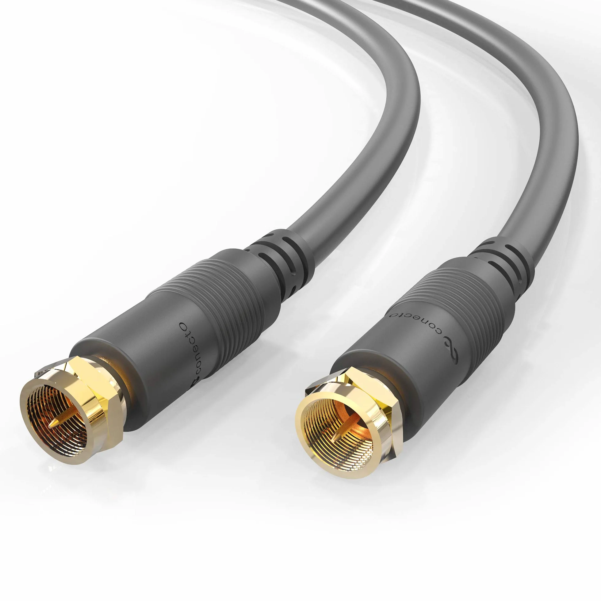 conecto HQ SAT, kabel antenowy, kabel połączeniowy - do DVB-S/S2-4K UHD 1080p Full HD HDTV 3D - (kabel koncentryczny, wtyczka F - wtyczka F, podwójne ekranowanie, pozłacane wtyczki), czarny, 0,5 m