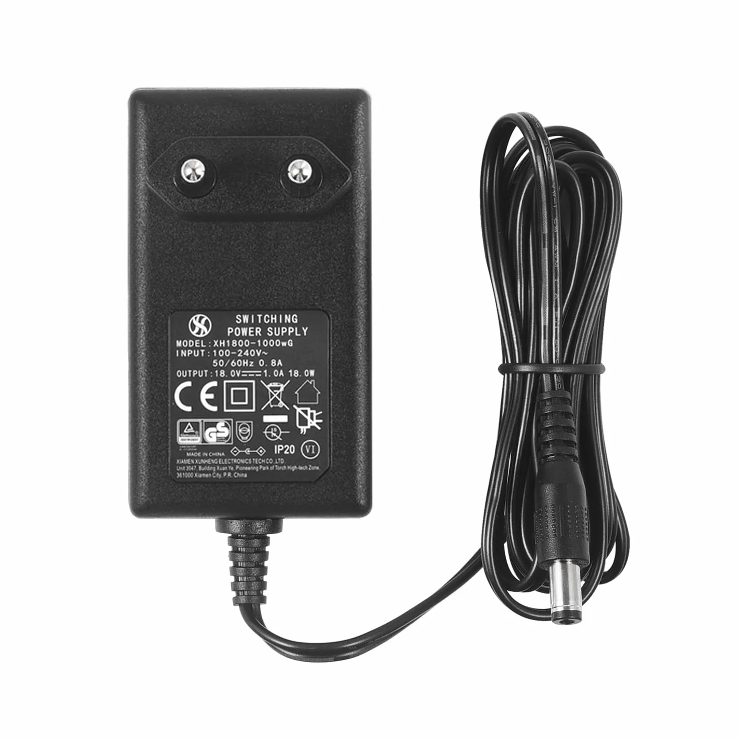 Zasilacz AC na DC 18 V 1 A, 5,5 mm x 2,1 mm, wtyczka UE