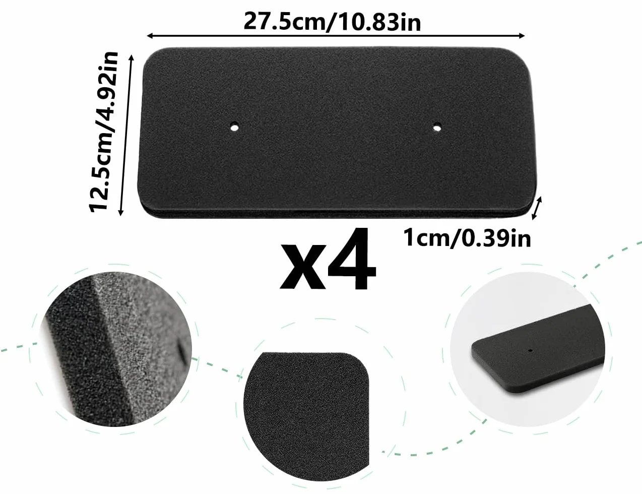 Zestaw 4 filtrów wymiennych do suszarki Hoover z pompą ciepła 275 x 125 x 10 mm czarny