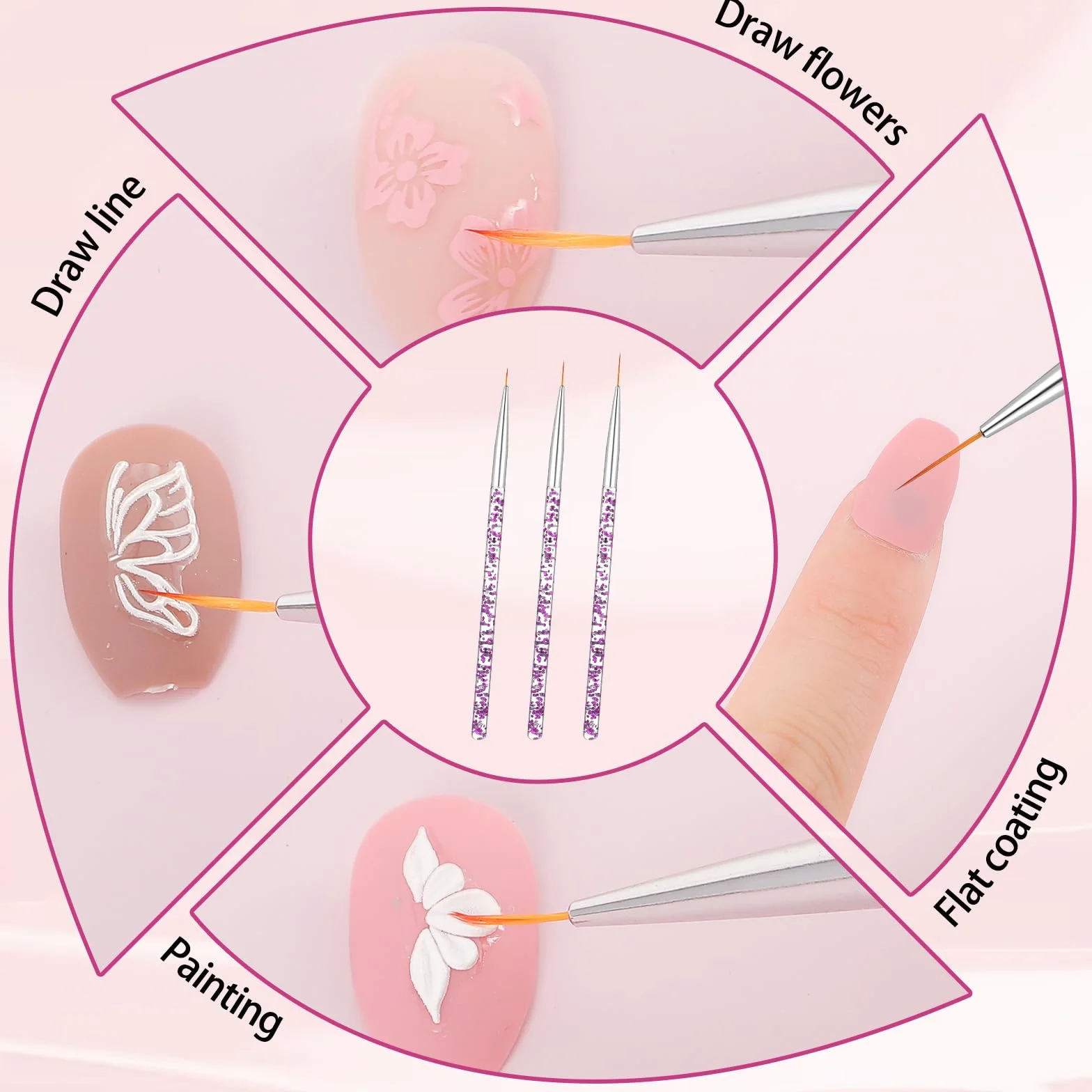 5 sztuk zestaw do stemplowania paznokci, przezroczysty stempel do manicure z pędzelkiem do rysowania i ściągaczem do paznokci, silikonowy stempel do paznokci zestaw do manicure DIY do