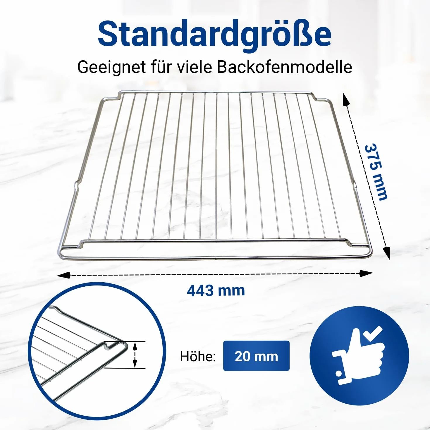 VIOKS Kratka do piekarnika, 443 x 375 x 20 mm, zamiennik do Whirlpool 481010657433 Indesit C00325927 ruszt do grillowania - kratka do piekarnika - kratka do pieczenia do piekarnika - ruszt do grilla