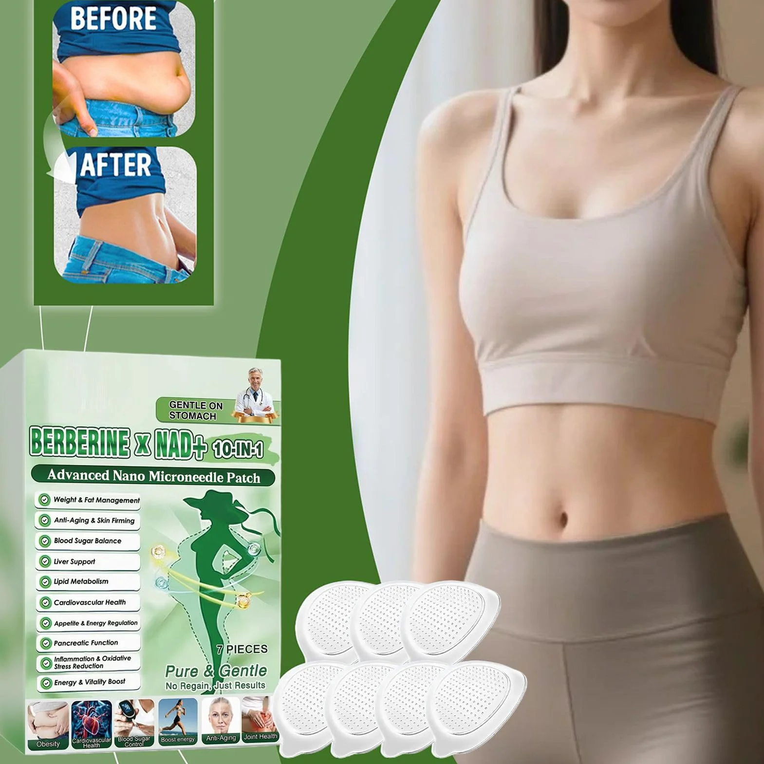 Moringa X Berberin plastry z mikroigłami, 3 pudełka Moringa X Berberin, plastry Luxarise, Moringa i berberyna, delikatne plastry odchudzające, do pielęgnacji ciała
