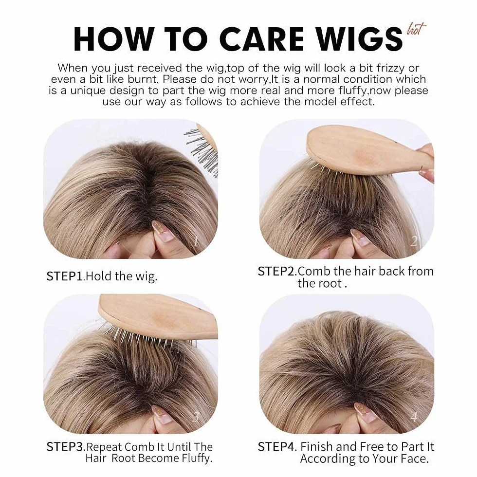 HAIRCUBE Peruka z naturalnych włosów, krótka, ombre, dla kobiet, odporna na wysokie temperatury, siwa do białego, do codziennego użytku