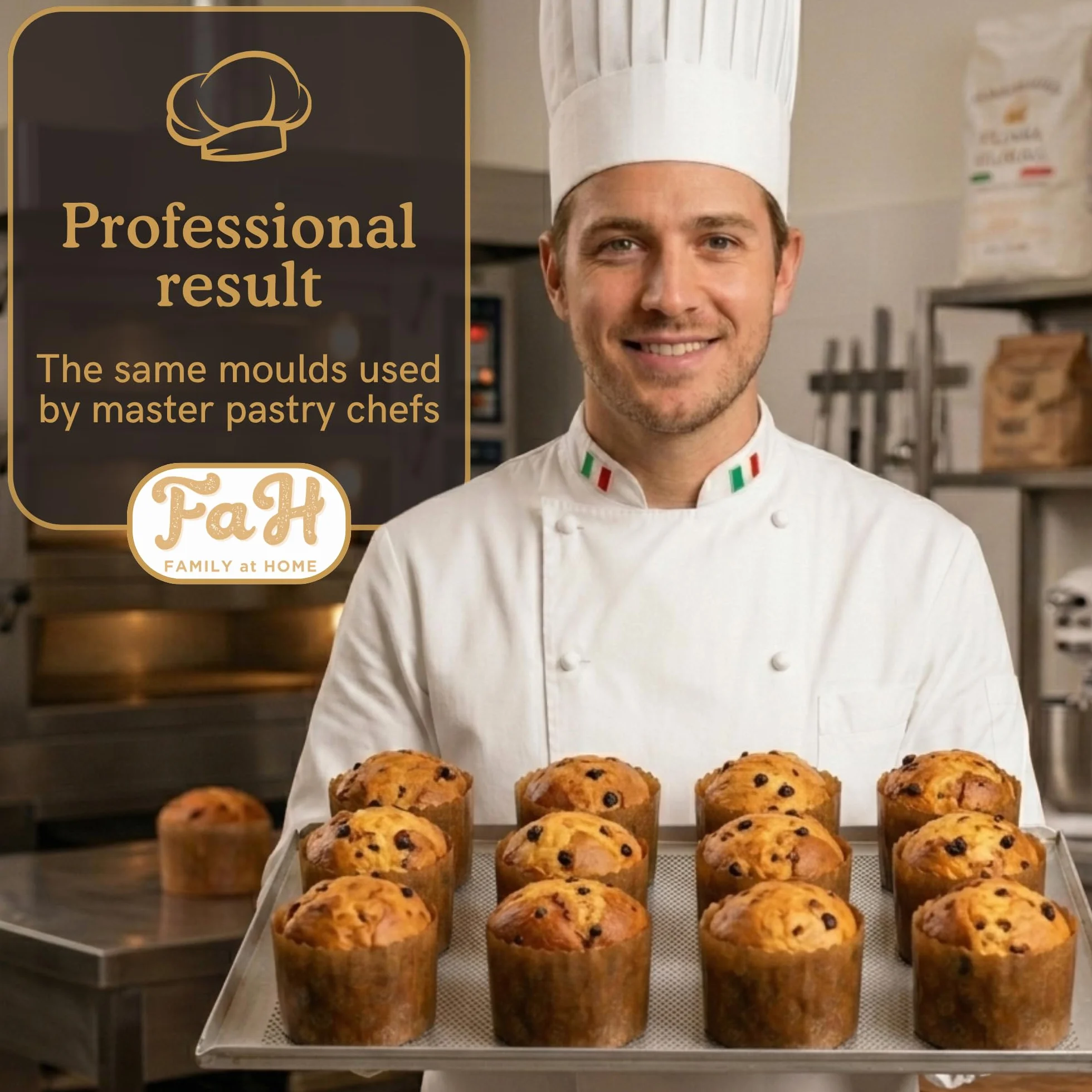 Mini formy Panettone wysoka (100 g - 50 sztuk), profesjonalny papier naturalny czysty celuloza o wysokiej gęstości, kalandrowane kształty do pieczenia dla pieczenia, odporne na ciepło 200°C