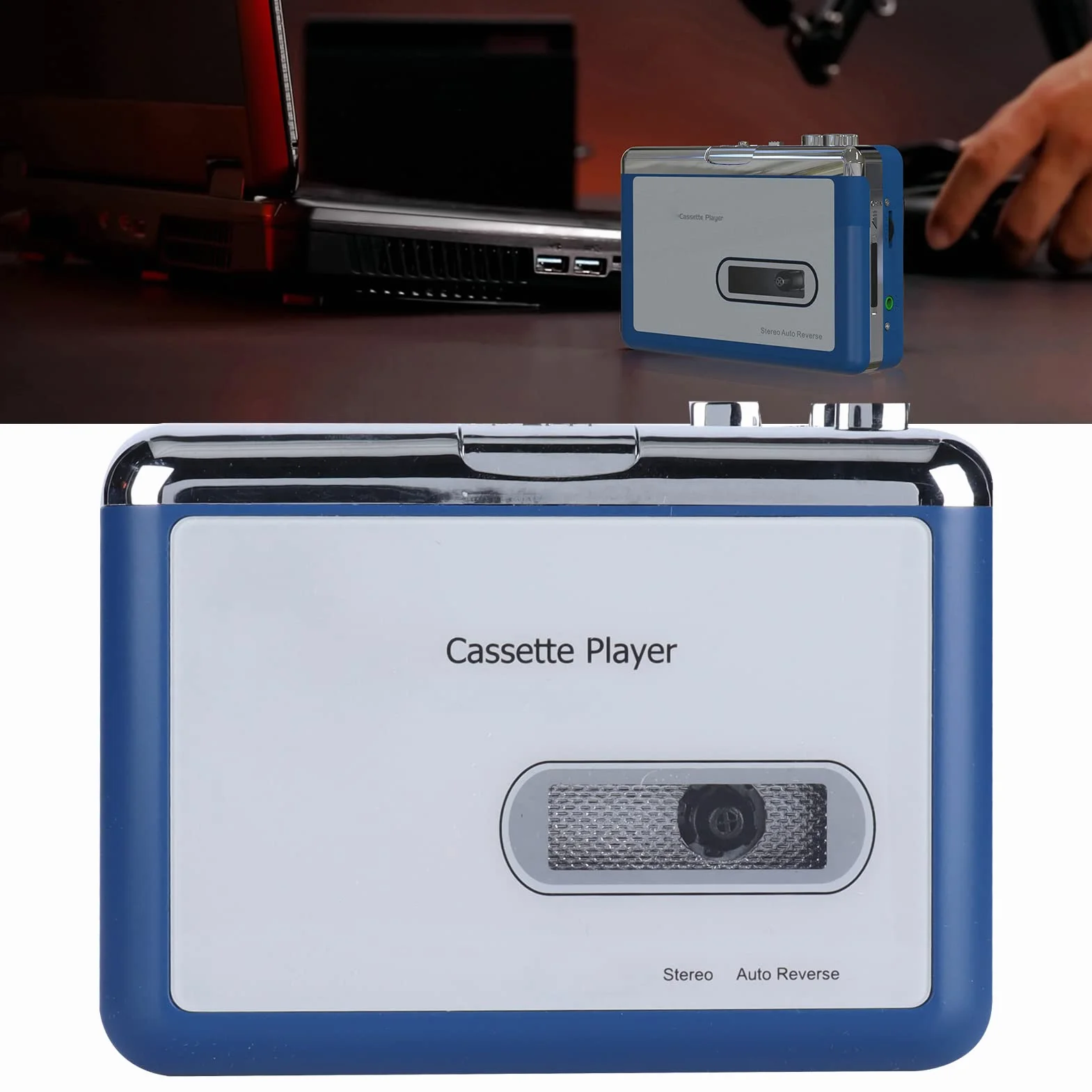 Odtwarzacz kaset magnetofonowych, przenośny magnetofon Kaseta magnetofonowa Bluetooth Odtwarzacz kaset magnetofonowych Automatyczne odwracanie dźwięku Kaseta magnetofonowa z wyjściem Bluetooth do