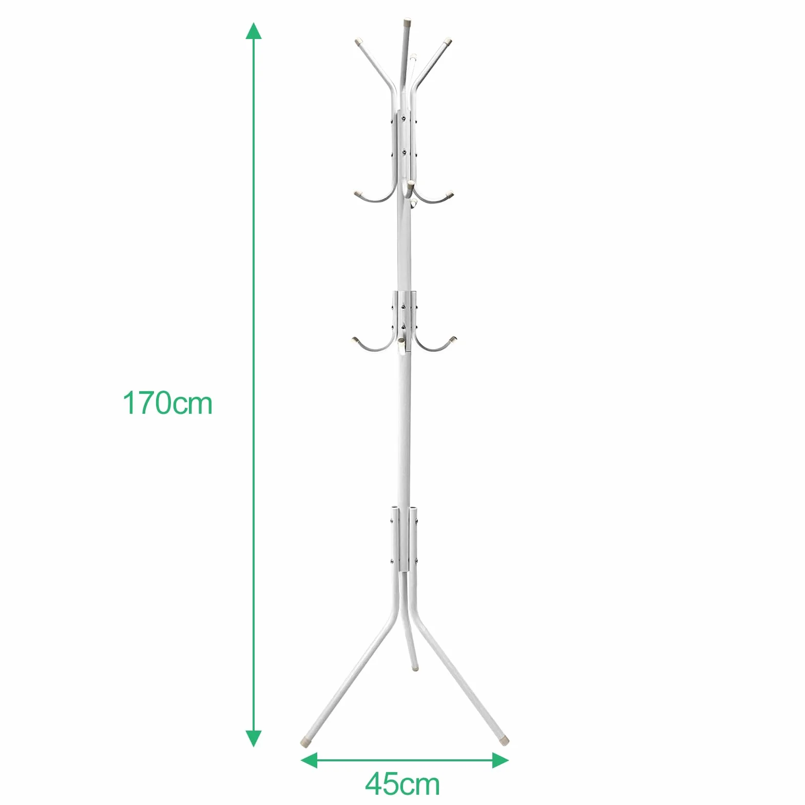 Lectorias Metalowy wieszak na ubrania 3 nogi stabilny, wieszak na płaszczy, kapelusze, toreb, do korytarza, sypialni, biura, wysokość 175CM, biały