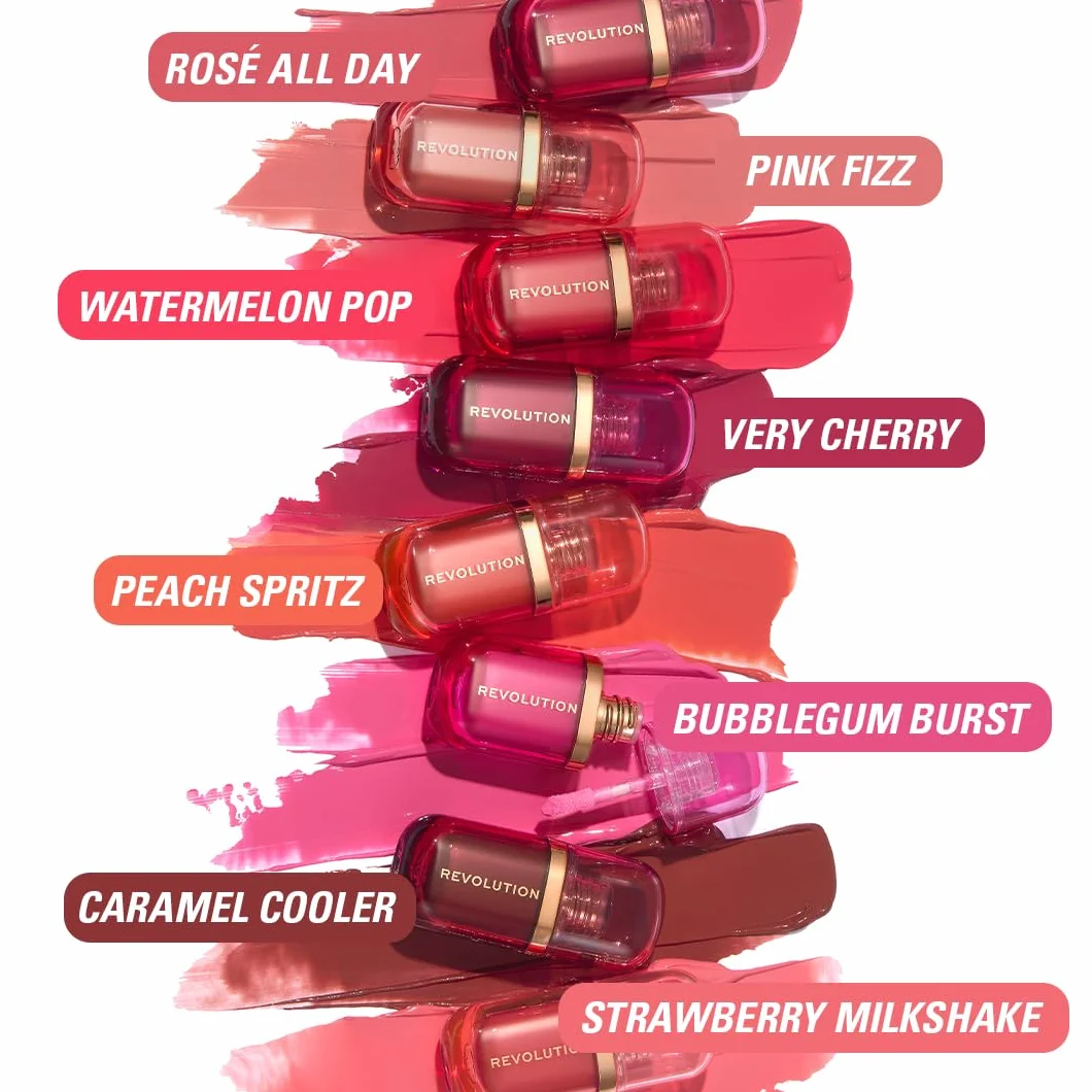 Revolution Superdewy Liquid Blush Burst – płynny róż do policzków z peptydami i kwasem hialuronowym, wegański, Rose All Day Dusty Pink 4,2 ml