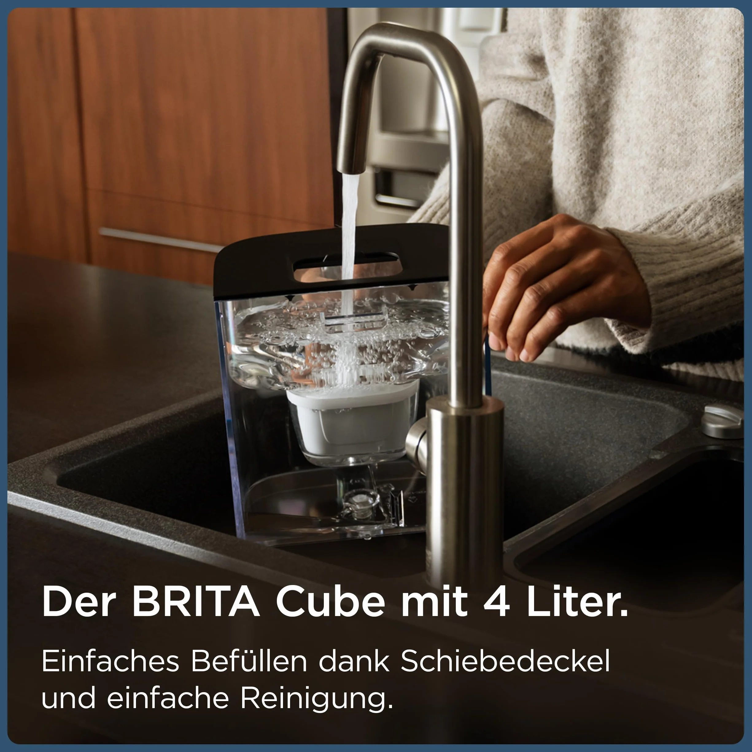 BRITA Cube Fitlrée Dozownik wody (4,0 l), różne temperatury i rozmiary wstępnie zarejestrowanych pojemników, technologia UV-C i filtr wody MAXTRA PRO Expert Anti-Scale w zestawie