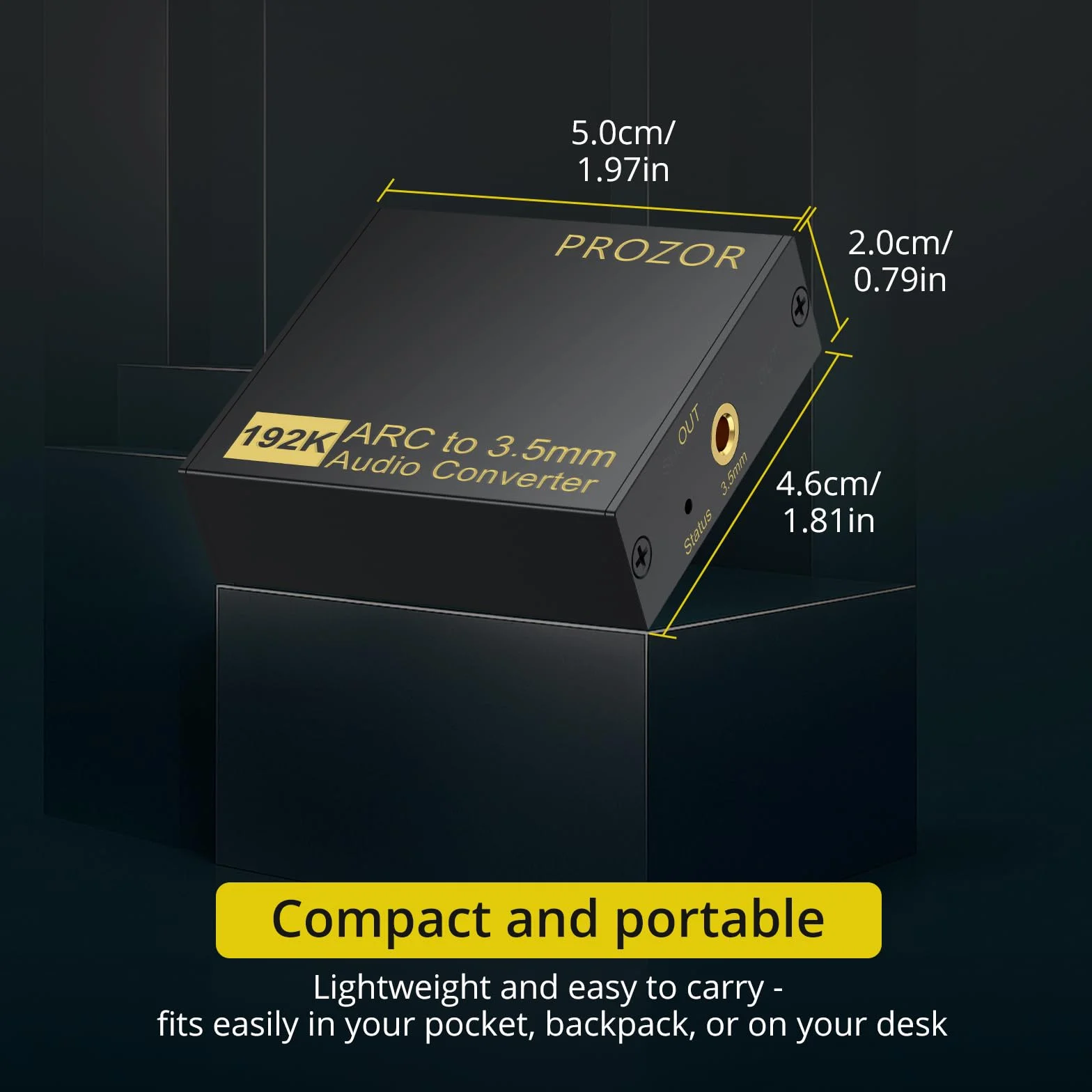 PROZOR eARC/ARC HDMI na 3,5 mm konwerter audio stereo obsługuje PCM 192 kHz do telewizora, wzmacniacza, słuchawek, głośników
