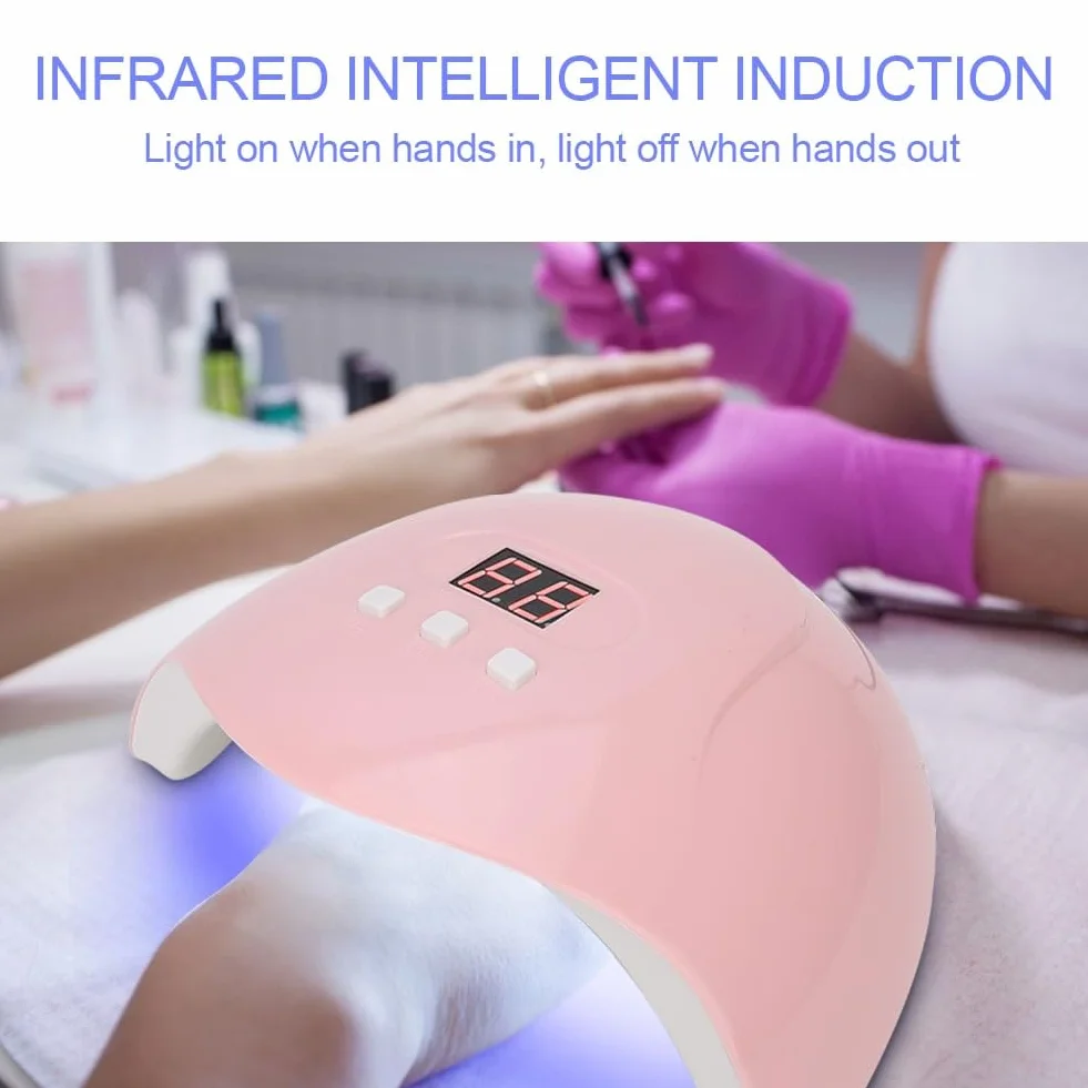 UV LED lamp for nails, nail dryer 54 W yellow nail polish hardening UV LED professional manicure tool with timer 30/60/90 s