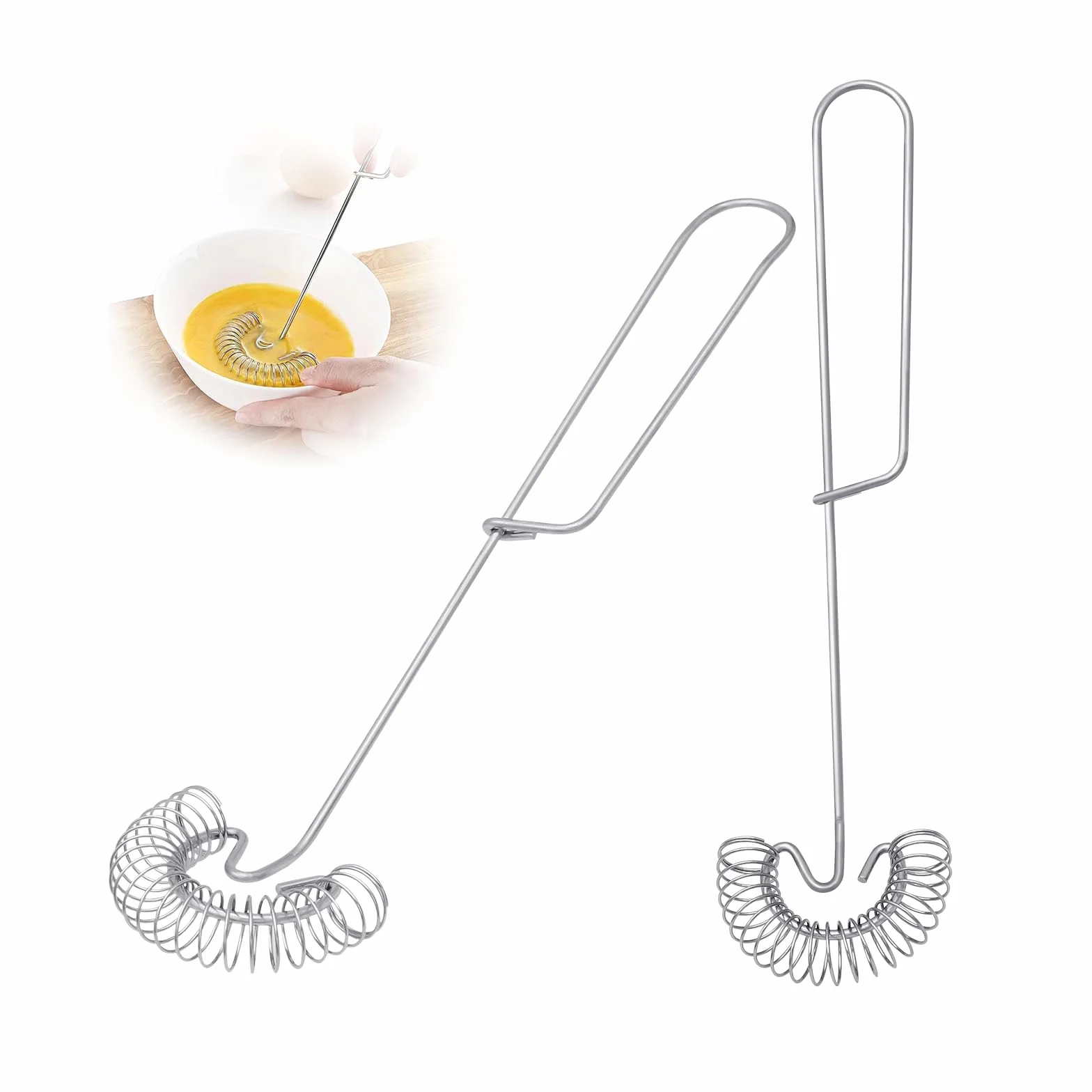 Spiralbesen Schneebesen 2 sztuki ze stali nierdzewnej – trzepaczka mini z płaską spiralą, mini trzepaczka do jajek, mleka i śmietany – odporna na mycie w zmywarce trzepaczka do pieczenia i