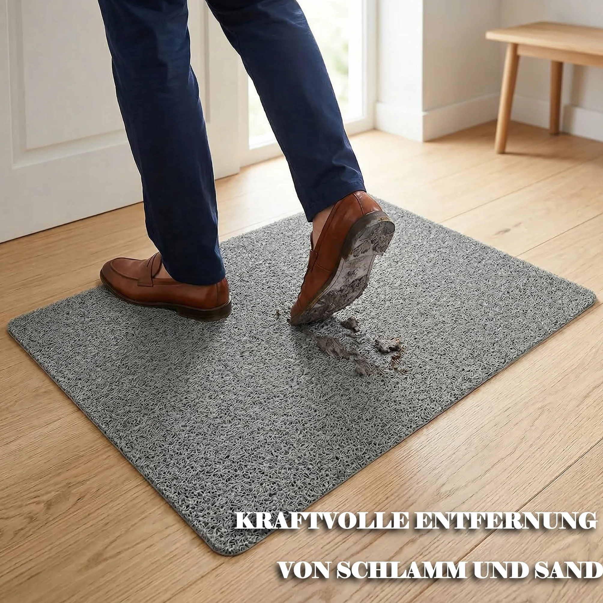 Antypoślizgowa mata prysznicowa, 60 x 40 cm, antypoślizgowa mata do wanny z odpływem, miękka mata antypoślizgowa z PVC-Luffa, szybkoschnąca mata łazienkowa, beżowa