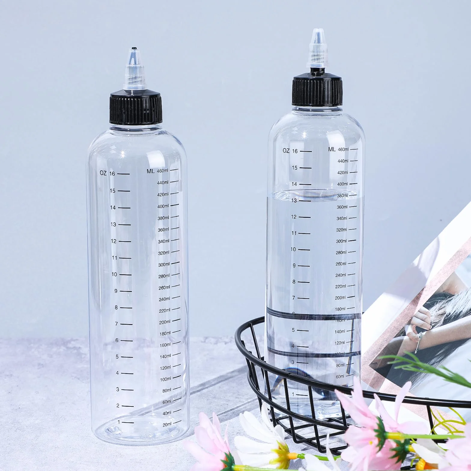 Butelka wyciskająca do olejków do włosów 500 ml plastikowa z obrotową końcówką