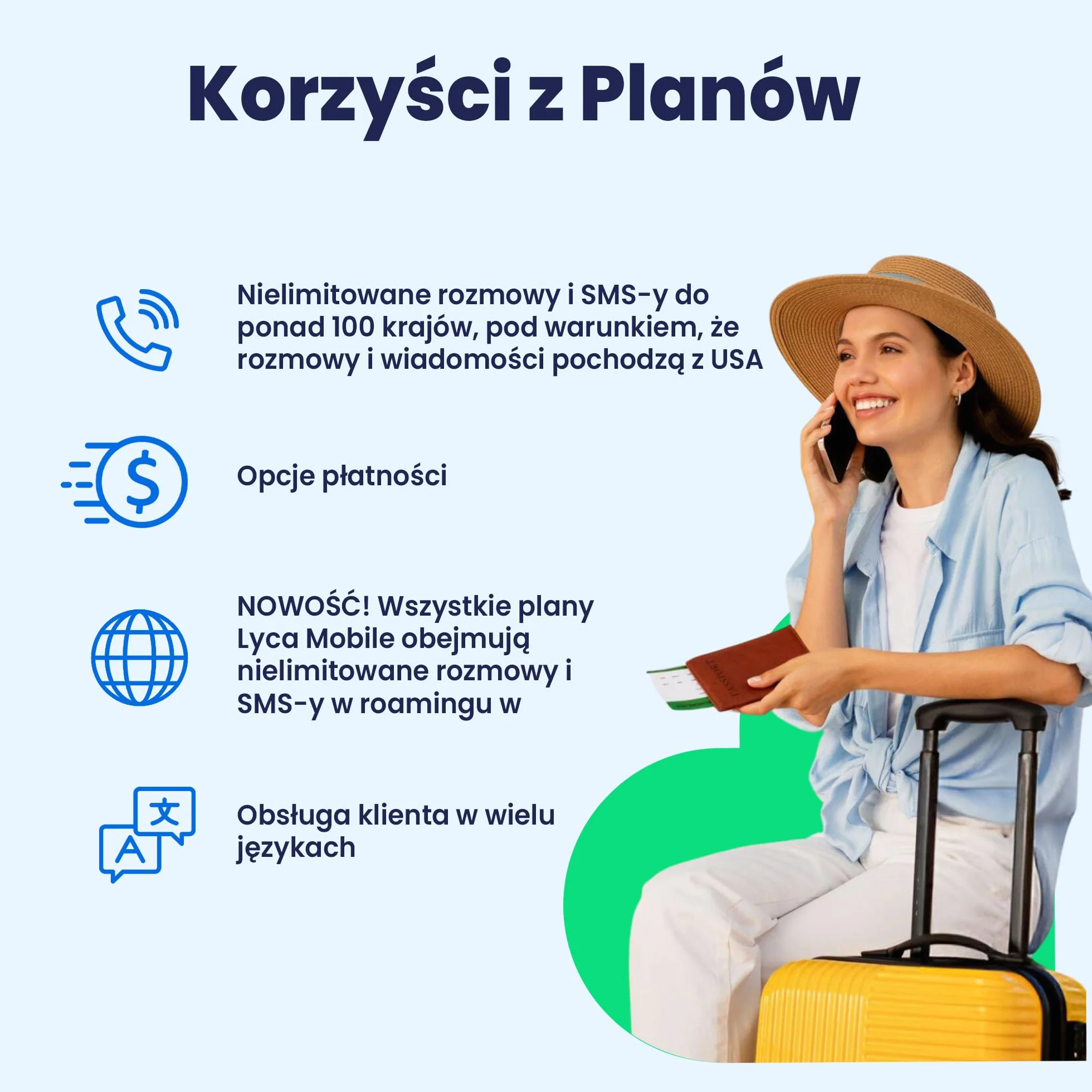 Lycamobile Przedpłacona Fizyczna Karta SIM USA na 30 Dni - 3GB Szybkiego Internetu 4G LTE/5G, Międzynarodowe Rozmowy i SMS-y do Ponad 100 Krajów, Szybka Aktywacja, Karta SIM do Telefonu w USA