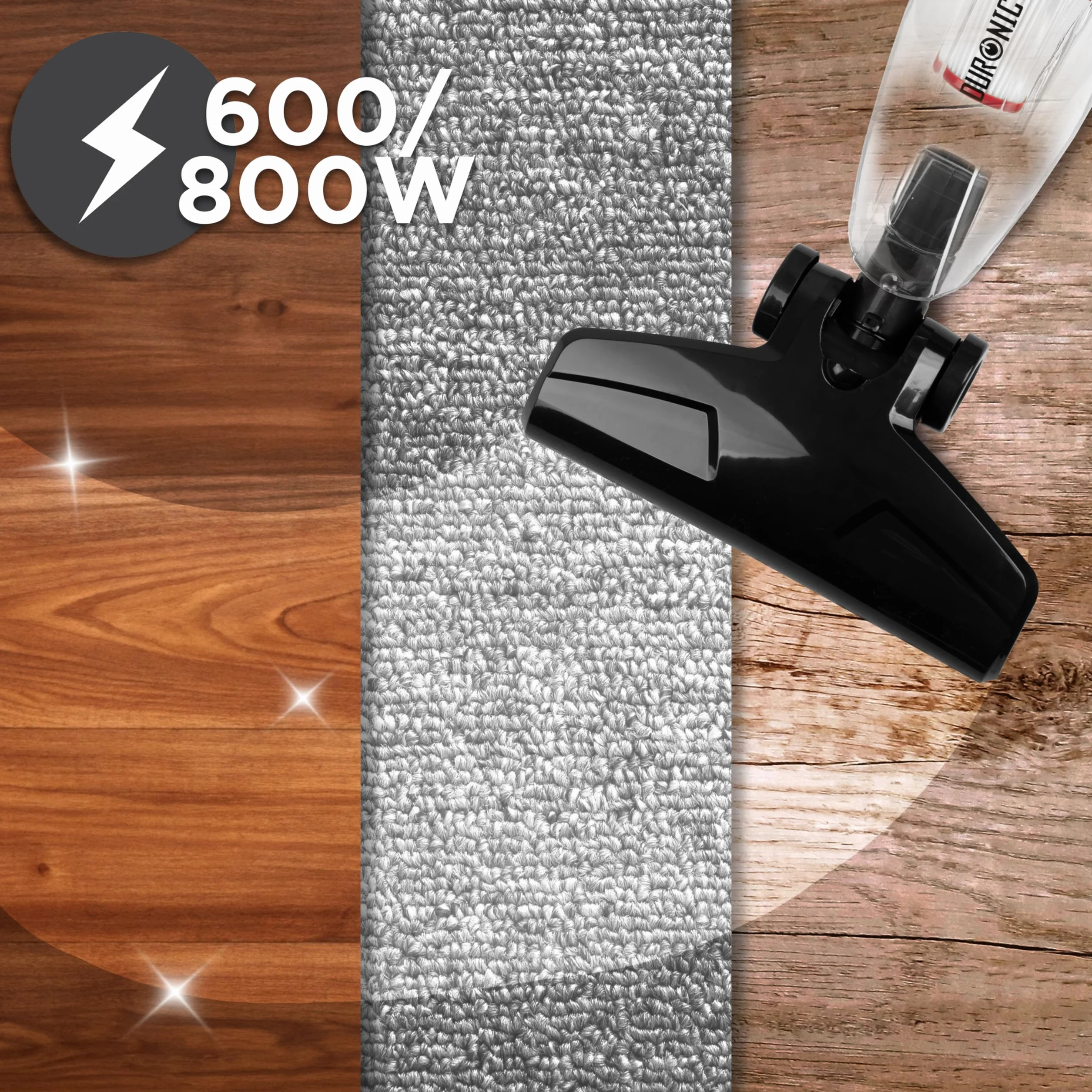 Duronic VC8 BK Odkurzacz pionowy 2w1 800W klasa A cyklonowy bezworkowy HEPA