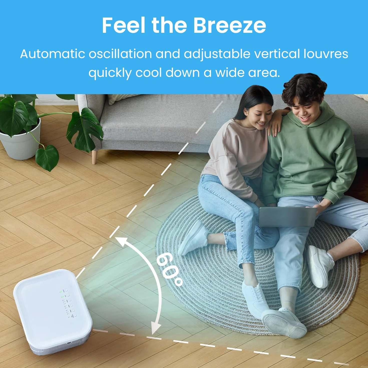 Pro Breeze Przenośny Klimatyzer 4w1 – Klimator Ewaporacyjny z Nawilżaczem, Oscylacją, Zdalnym Sterowaniem, 3 Prędkości, Timer 7h, Tryb Nocny, Zbiornik 10L, Biały