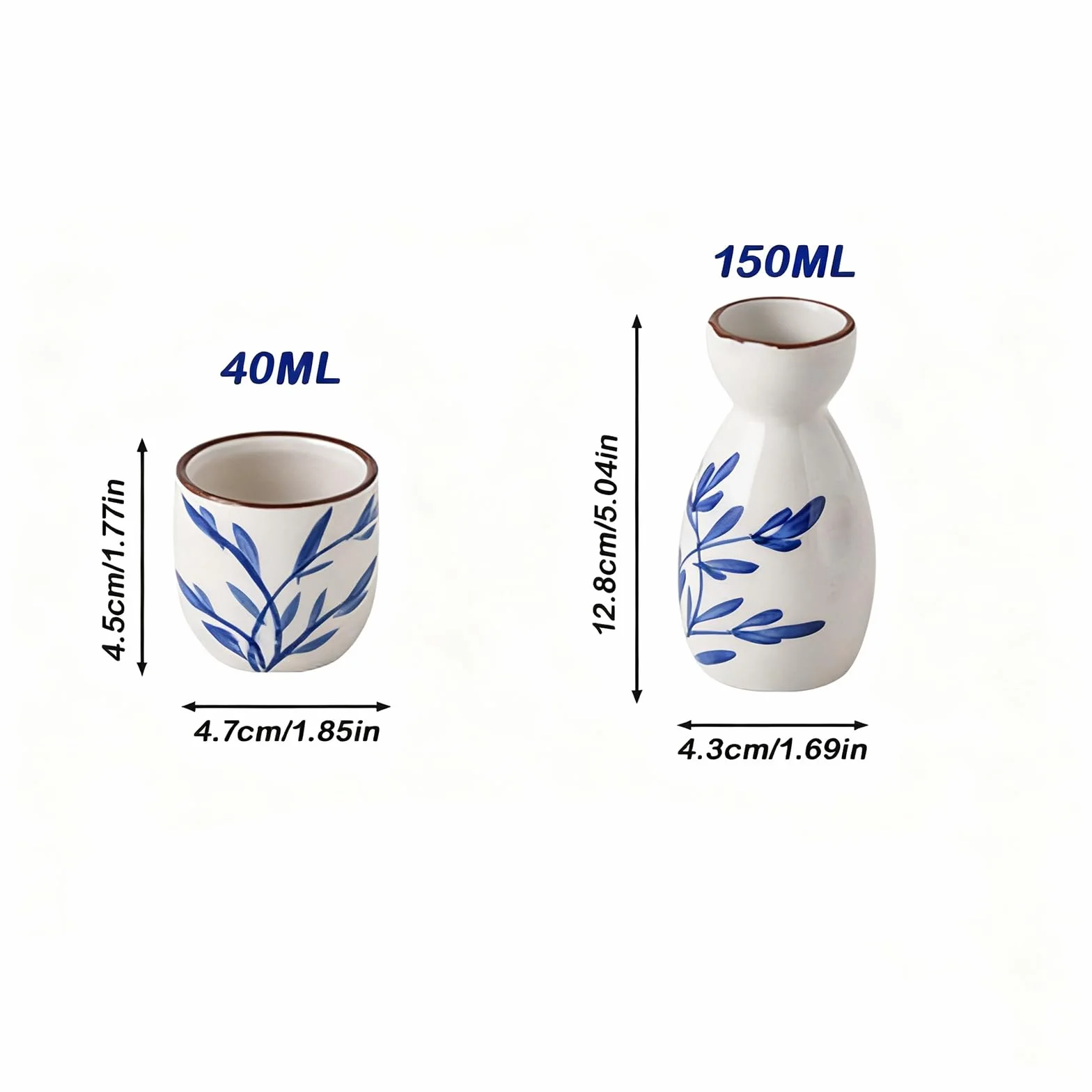Ceramiczny zestaw do sake z kamionki, japoński zestaw porcelany biały