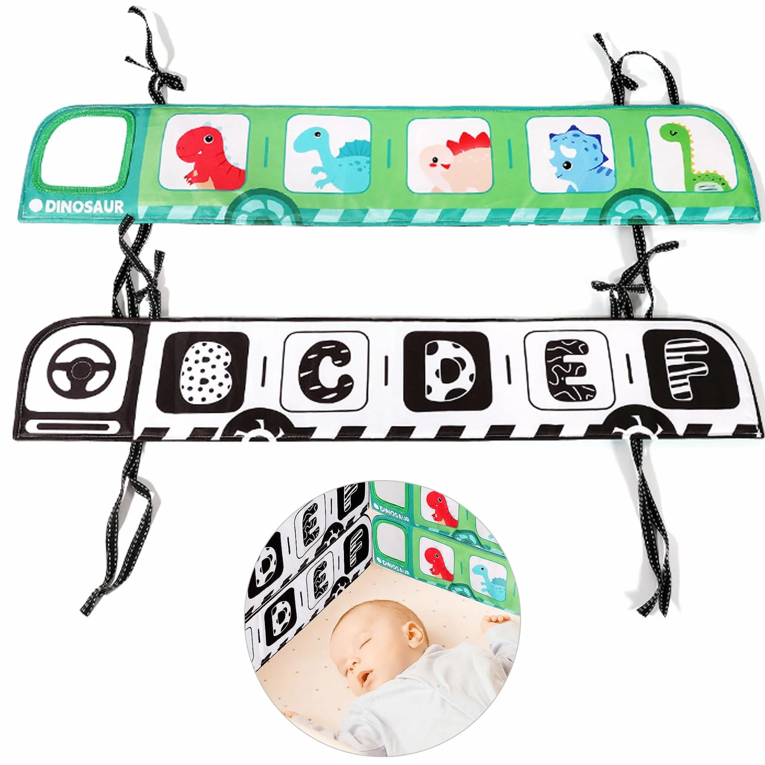 Czas lustro dla dzieci niemowlę z klapką czarne i białe lustro sensoryczne zabawki lustro czas klapka składane 14 x 80 cm książka do przechowywania Montessori Zabawki (A)
