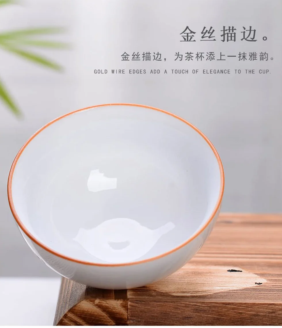 Liang baobao Chińska filiżanka do degustacji herbaty, zestaw 4 sztuk, 56 ml, biała porcelanowa mini kubki na ceremonię herbaty Gongfu (ryby)