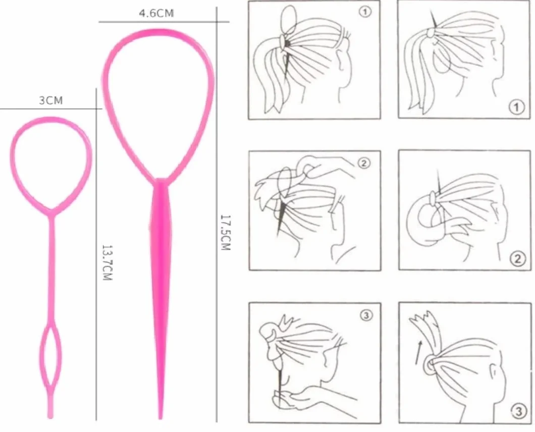 2-częściowy zestaw Hair Twister – kok lub topsytail stylizacja w kilka sekund, dla kobiet – zestaw wspomagający fryzurę wraz z samouczkiem wideo (różowy)