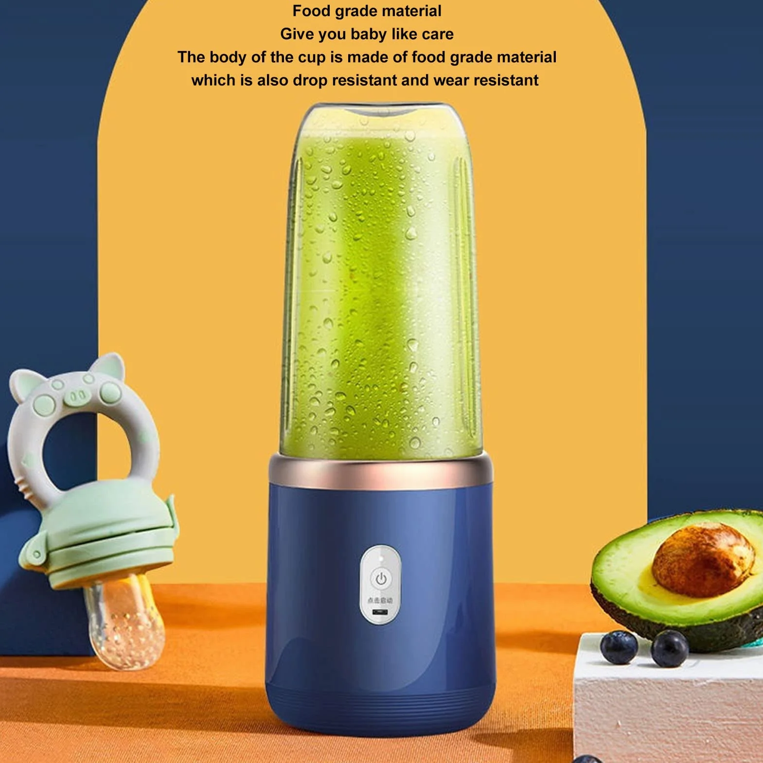 Blender, USB Charging przenośny blender z 6 ostrzami, bezprzewodowy osobisty blender z butelką i pokrywą, blender o dużej prędkości do, soków, koktajli, mrożonych owoców