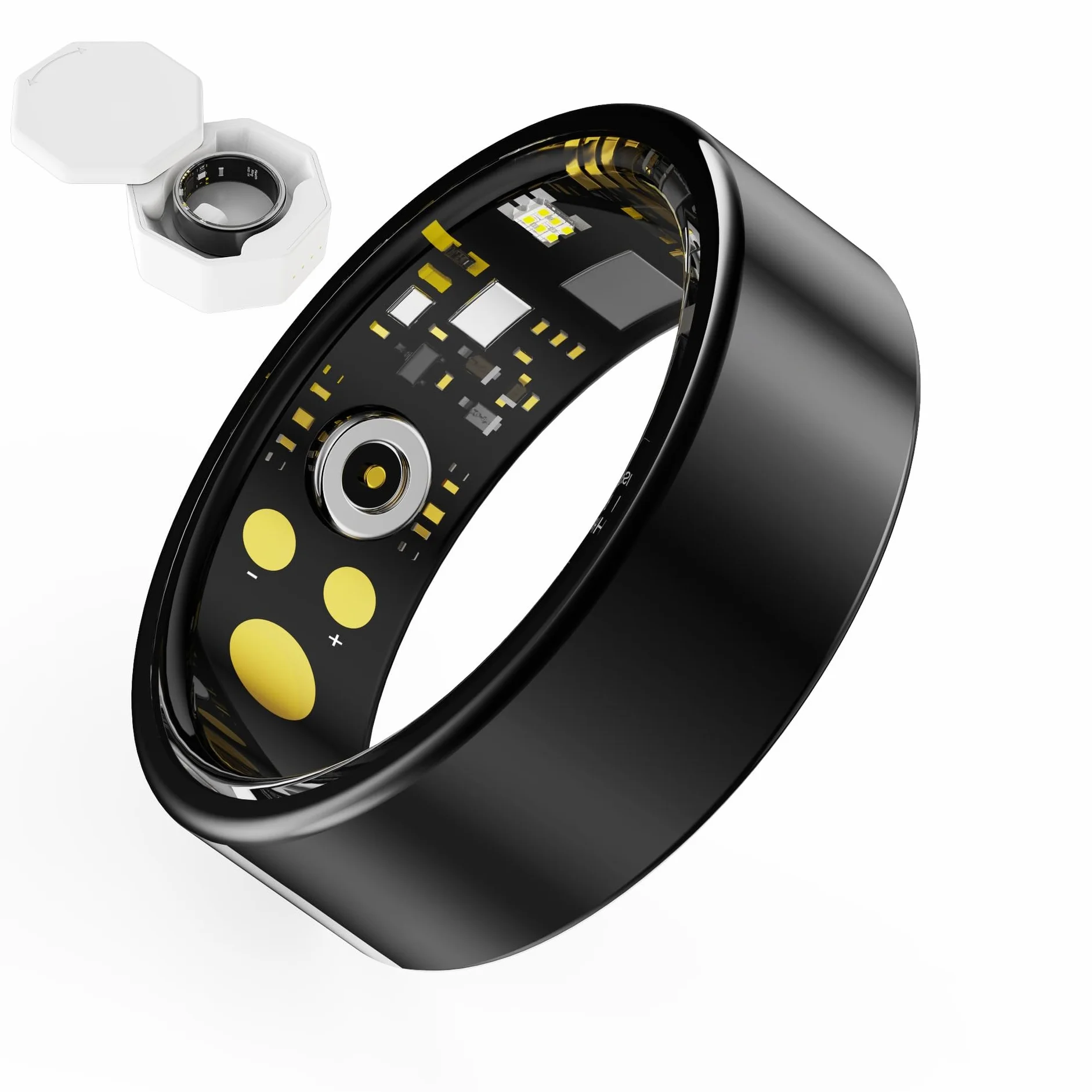 Smart Health Ring Sleep Health Tracker With Heart Rate, Blood Oxygen, Sleep Monitor, Steps,Calories, No Subscription Fee, IP68 Waterproof Smart Ring for iPhone & Android(Black,8)