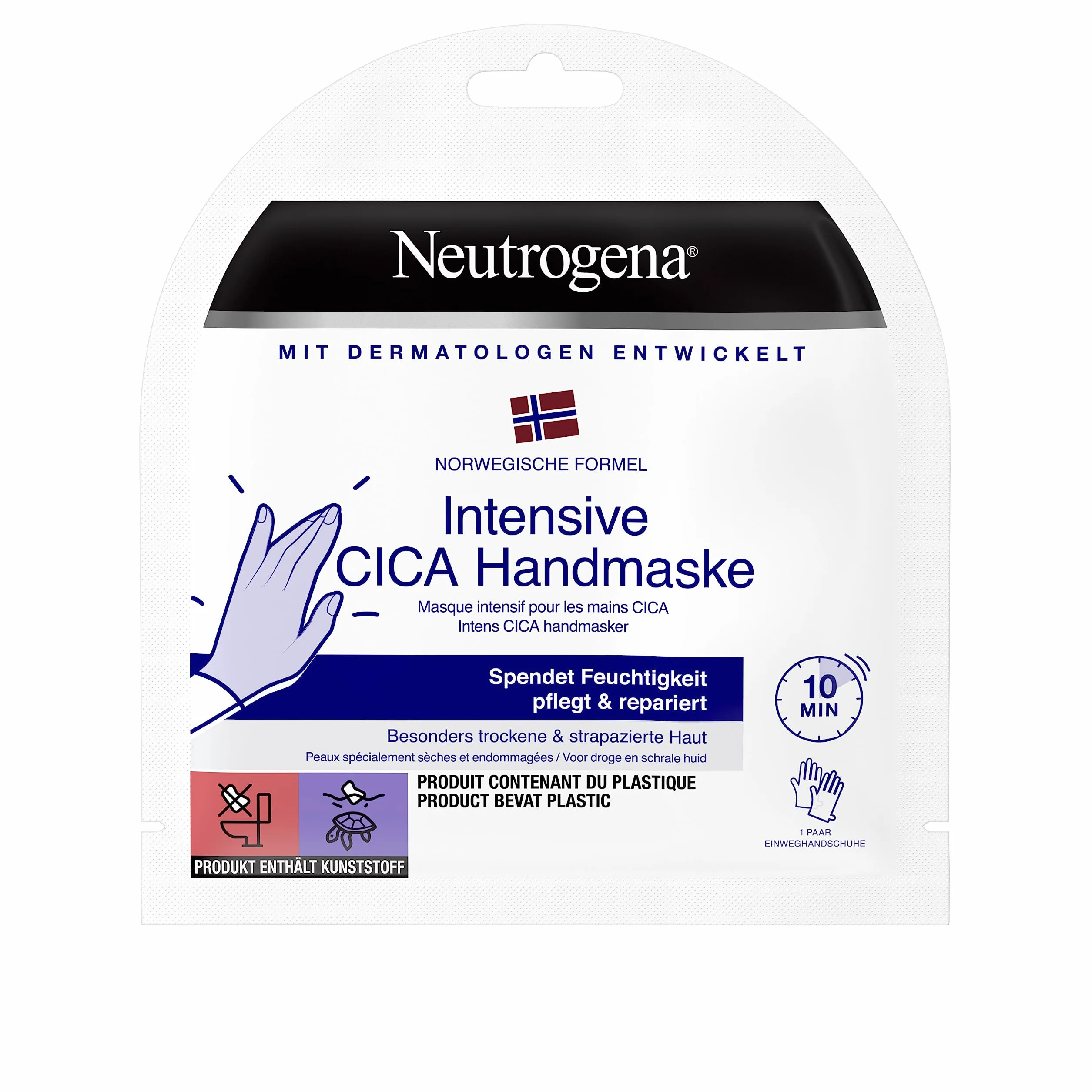 Neutrogena Intensywna maska do rąk CICA, 1 para jednorazowych rękawiczek z kremem do rąk, wyjątkowo suche dłonie