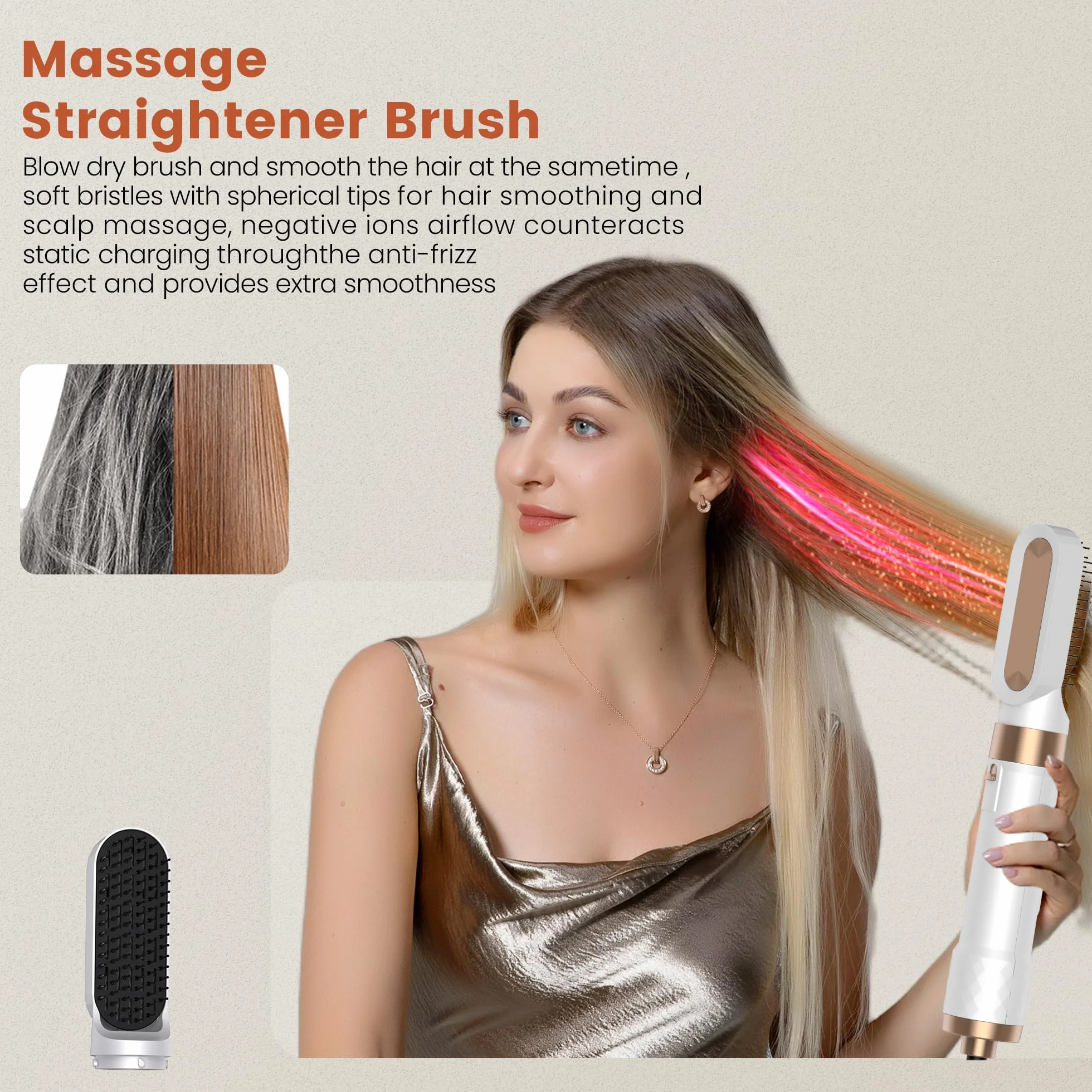Styler do włosów 5 w 1, 5 w 1, z okrągłą suszarką do włosów, szczotką z ciepłym powietrzem, suszarką do włosów, lokówką powietrzną, szczotką do prostowania, urządzeniem do stylizacji włosów do