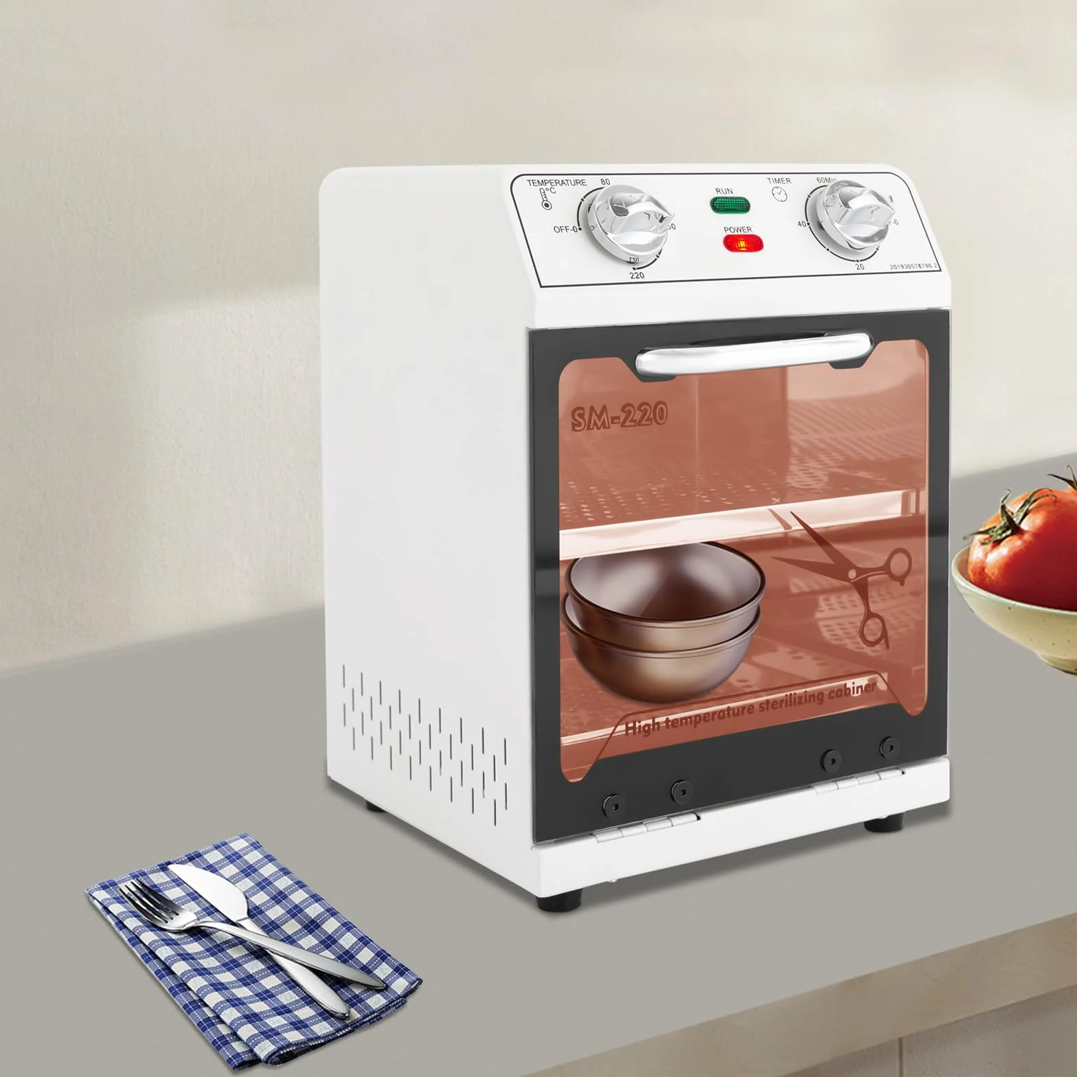 Sterylizator na gorące powietrze, 600 W, wysoka wydajność, sucha temperatura, sterylizator do paznokci, sterylizator z timerem i regulatorem temperatury 32-428℉