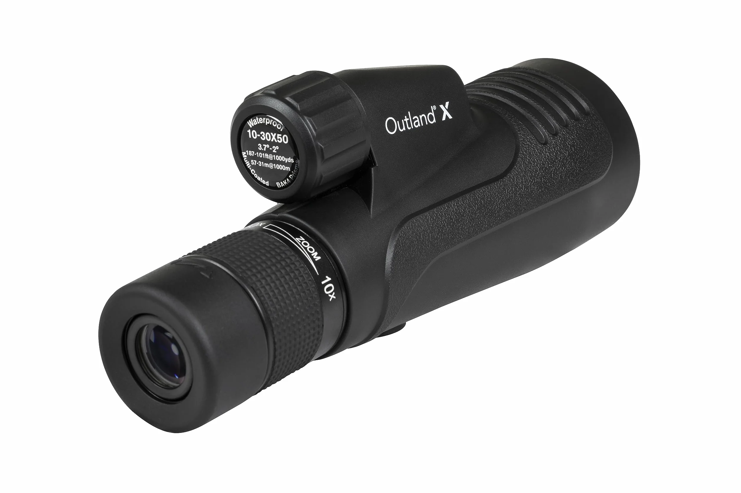 Celestron 72373 Outland X 10-30x50mm - Wodoodporny monokular Celestron 72373 Outland X 10–30x50 mm, statyw, oslony okularów, mocna obudowa, szklo pryzmat. BaK-4, wielopowlok. ukl. optyczny, czarny