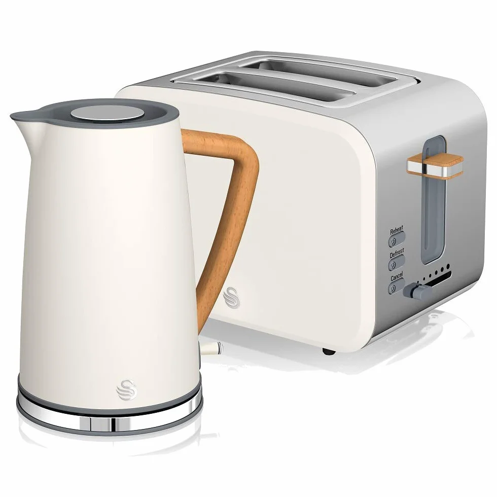 Swan Nordic Set czajnik śniadaniowy bezprzewodowy 1,7 l 2200 W 2 kromki 3 funkcje biały