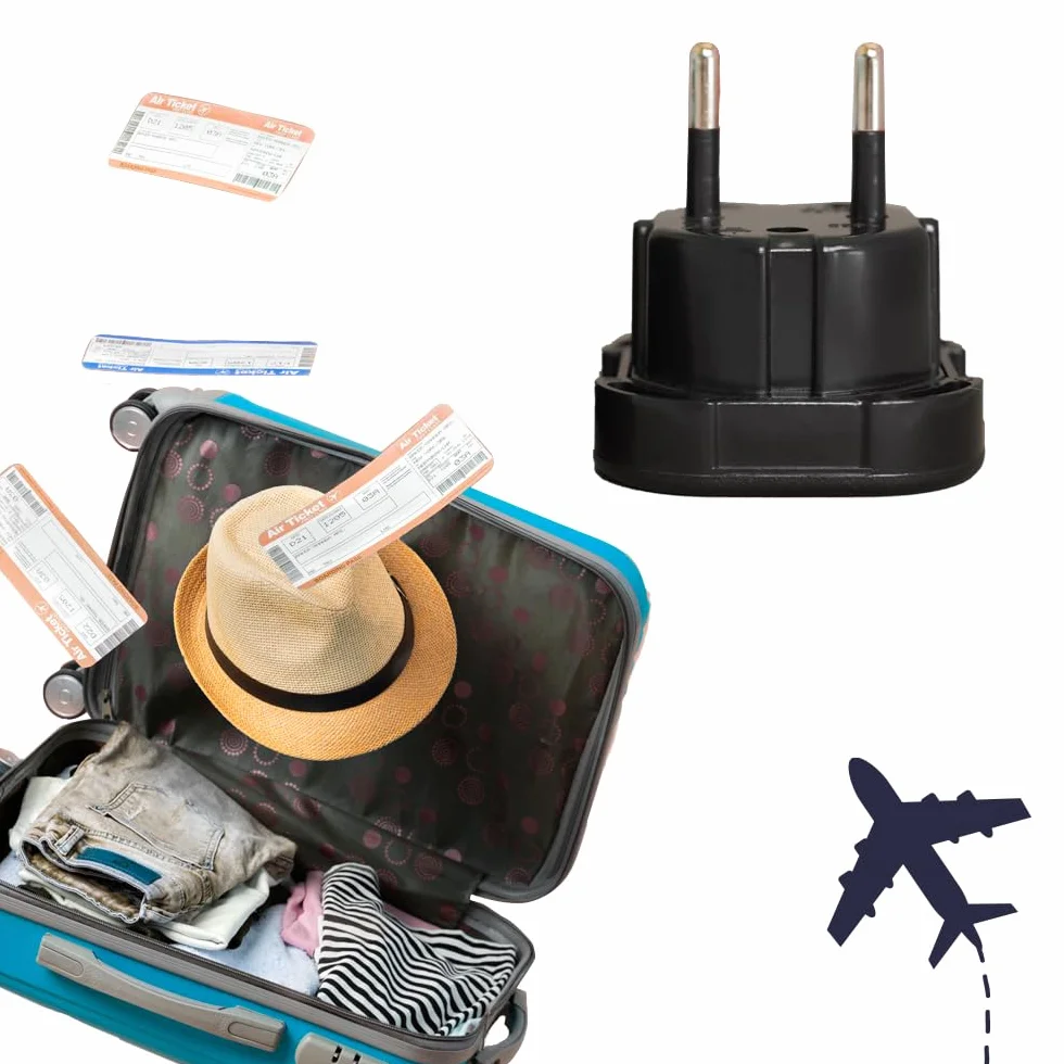 OcioDual 2x Adapter wtyczki brytyjskiej, adapter wtyczki brytyjskiej do europejskiej, wtyczka typu G, konwerter 3-stykowy z Anglii na 2-stykowy z Europy z blokadą, czarny