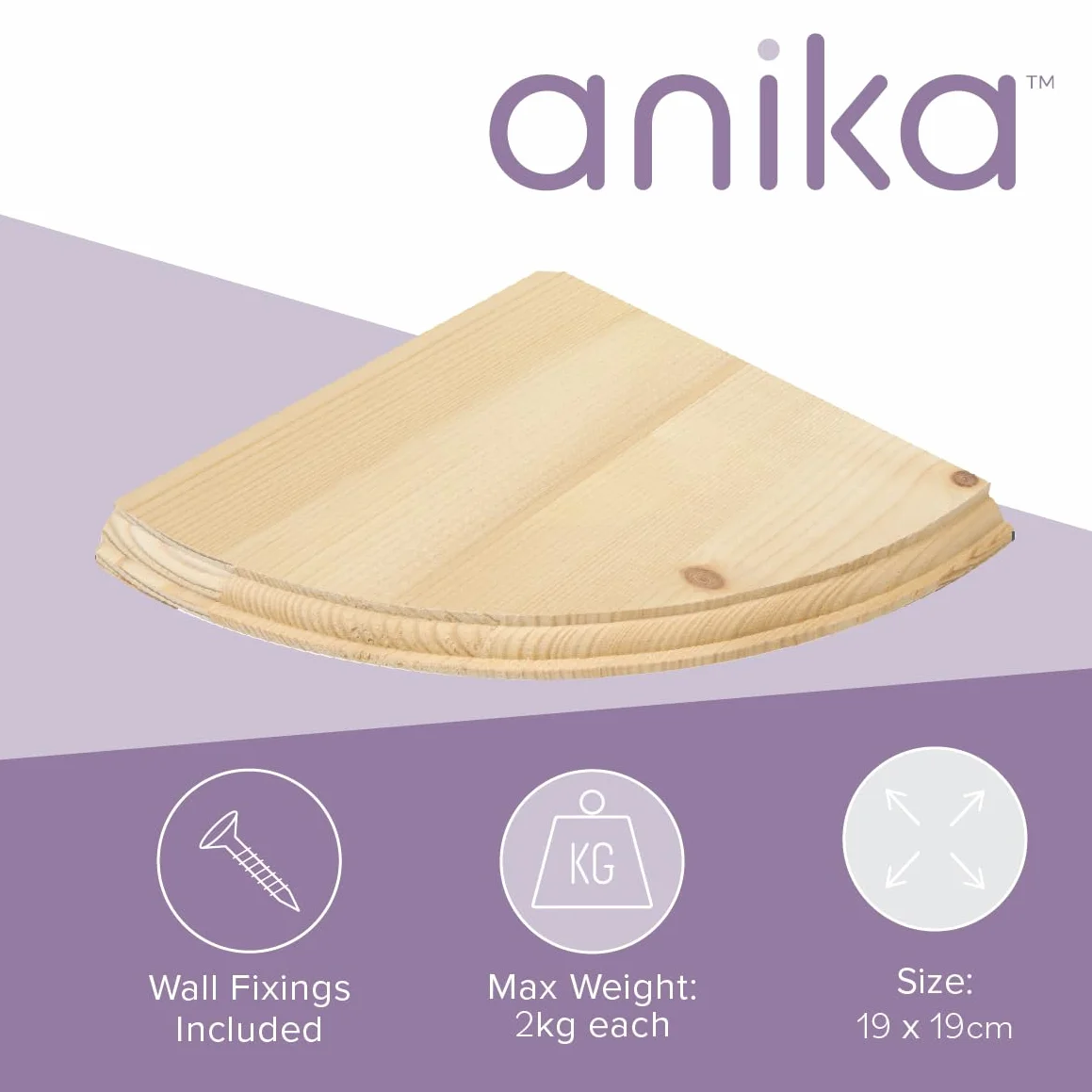 Anika Living Drewniane pływające półki narożne / 2 rozmiary / łatwa w montażu półka naścienna / gotowa do malowania, plamy lub lakierowania/oprawy w zestawie (28,5 cm x 28,5 cm)