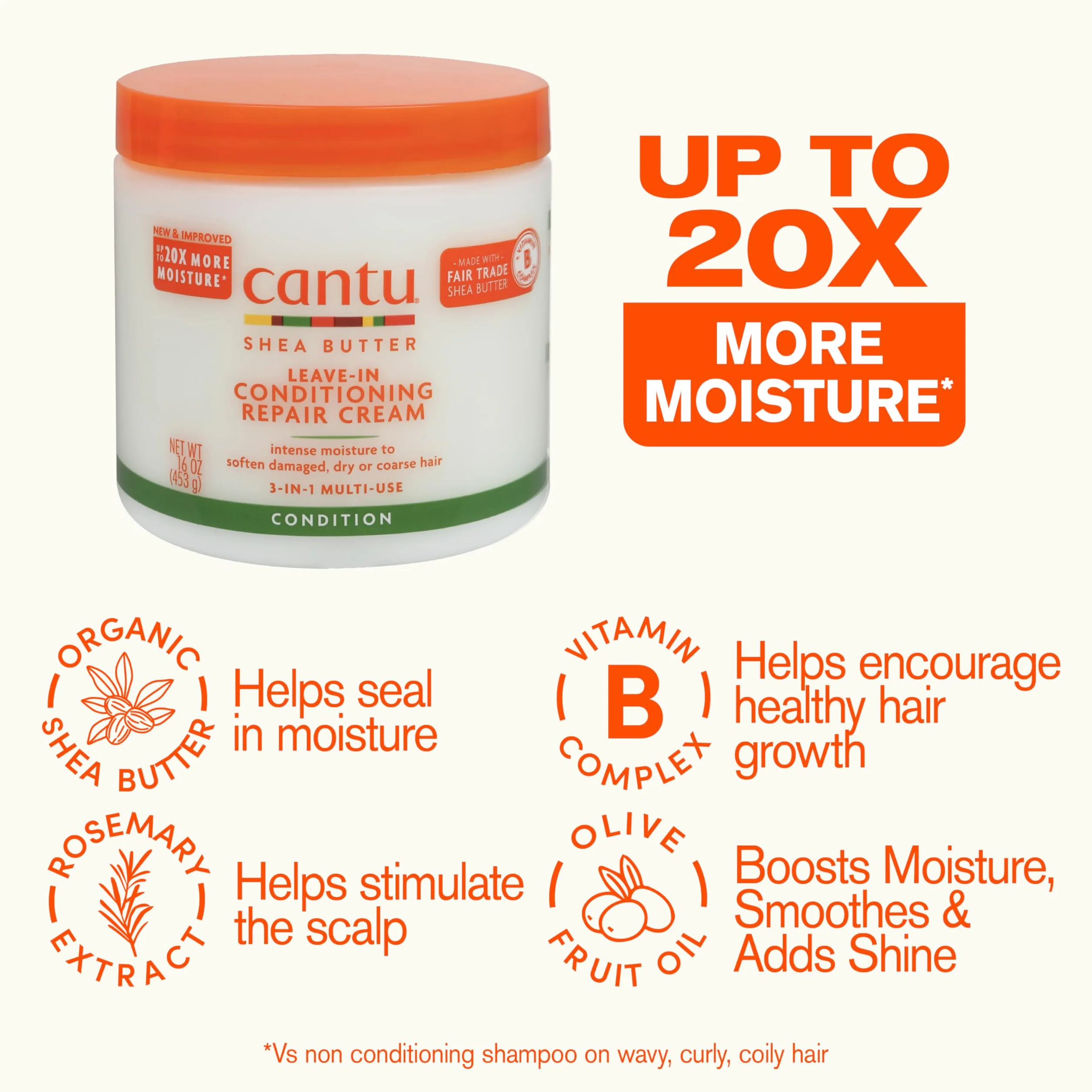 Cantu Shea Butter Odżywka bez Spłukiwania w Kremie, 453 g