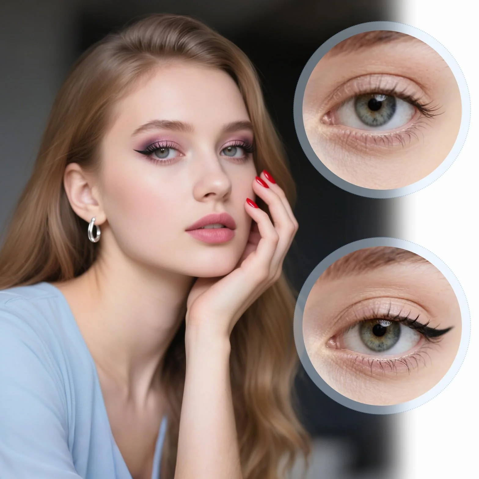 5 cienkich pędzli do eyelinera, profesjonalny, wygięty, miękki, płaski pędzel do makijażu, delikatny, mały pędzel do eyelinera