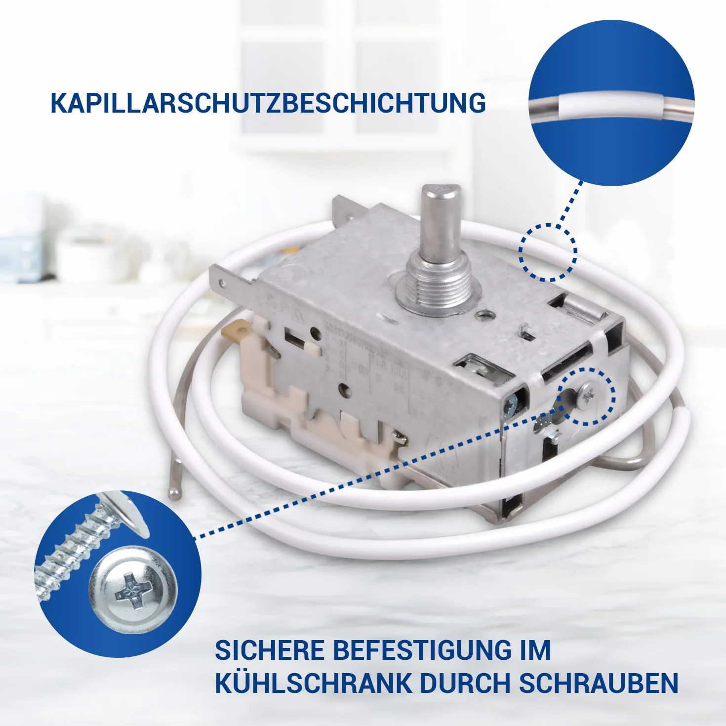 VIOKS Termostat do lodówki, zamiennik do Ranco K59-l2622 600 mm, rura kapilarna 3 x 4,8 mm, do lodówki Küppersbusch Liebherr/lodówki Miele/AEG części zamienne do lodówek Electrolux AMP VG