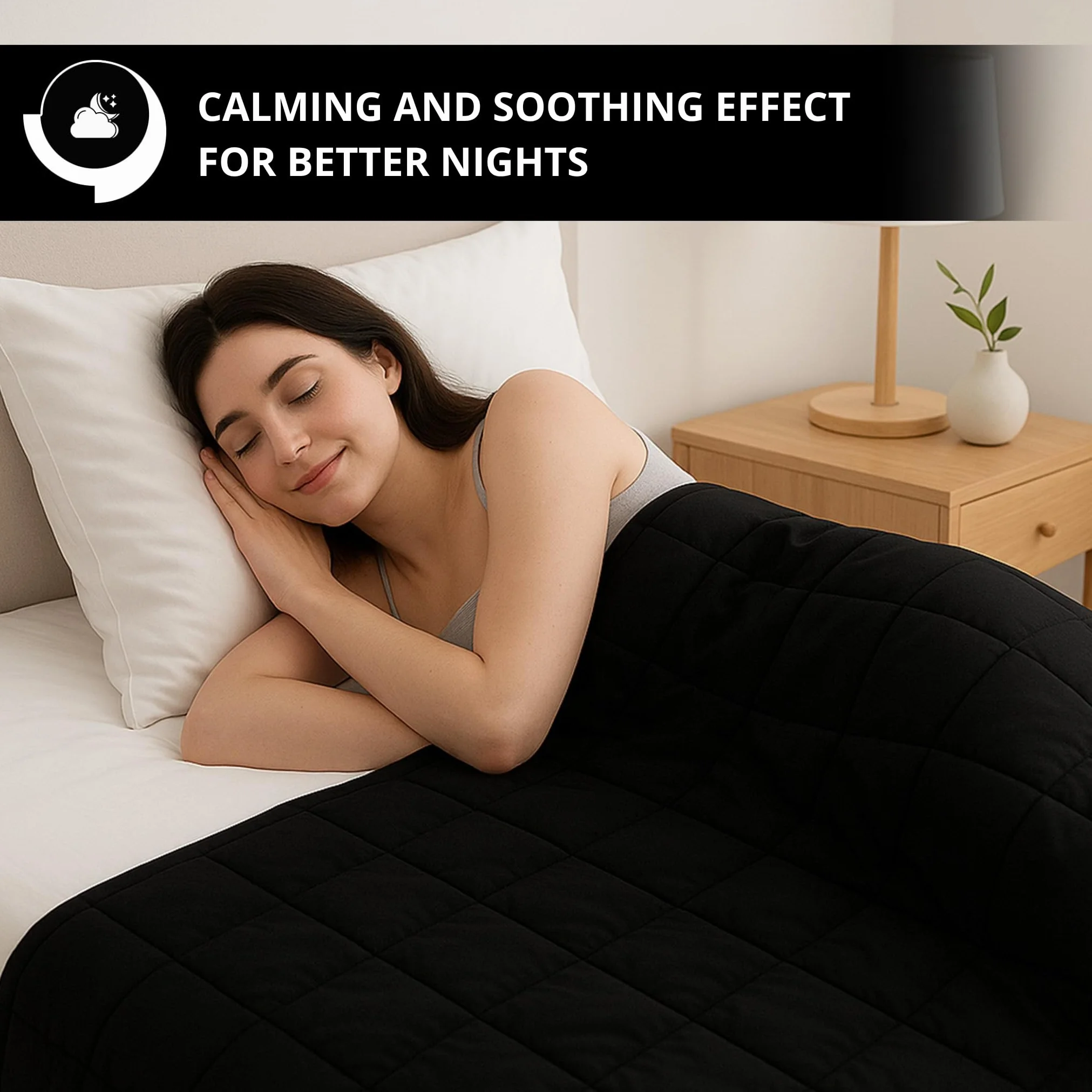 Vonia Koc obciążeniowy – Koc obciążeniowy – Weighted Blanket – 150 x 200 cm – Czarny