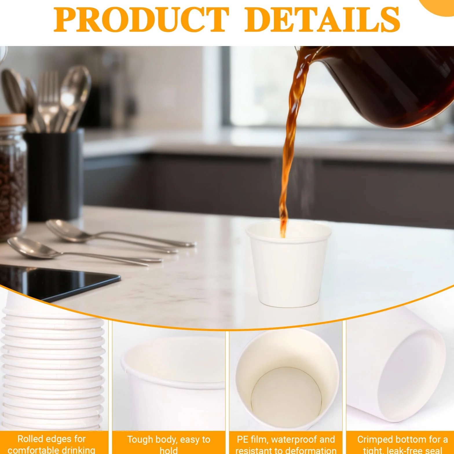 Zorplex 200 Papierowych Kubków 30 ml, Jednorazowe Kubki do Espresso i Kawy na Gorące i Zimne Napoje