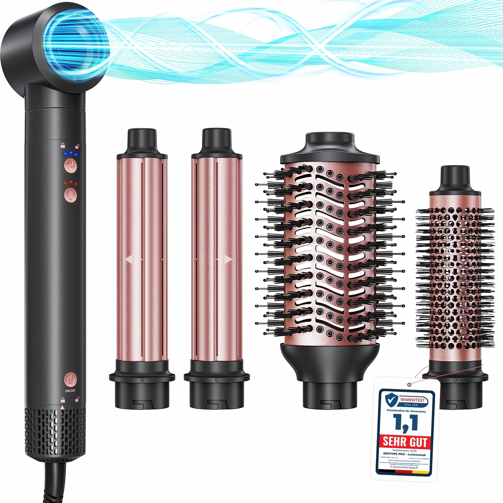 BESTOPE PRO Hairstyler 5 w 1 – 110 000 RPM suszarka jonowa High-Speed, zestaw do stylizacji włosów, automatyczna lokówka