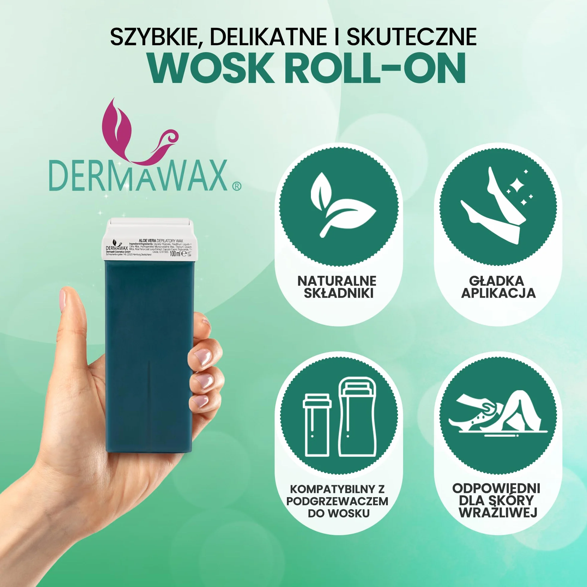 Dermawax Wkład woskowy Aloe Vera 6 x 100 ml – uniwersalne wkłady do depilacji z podgrzewaczem (nie wchodzi w zakres dostawy)