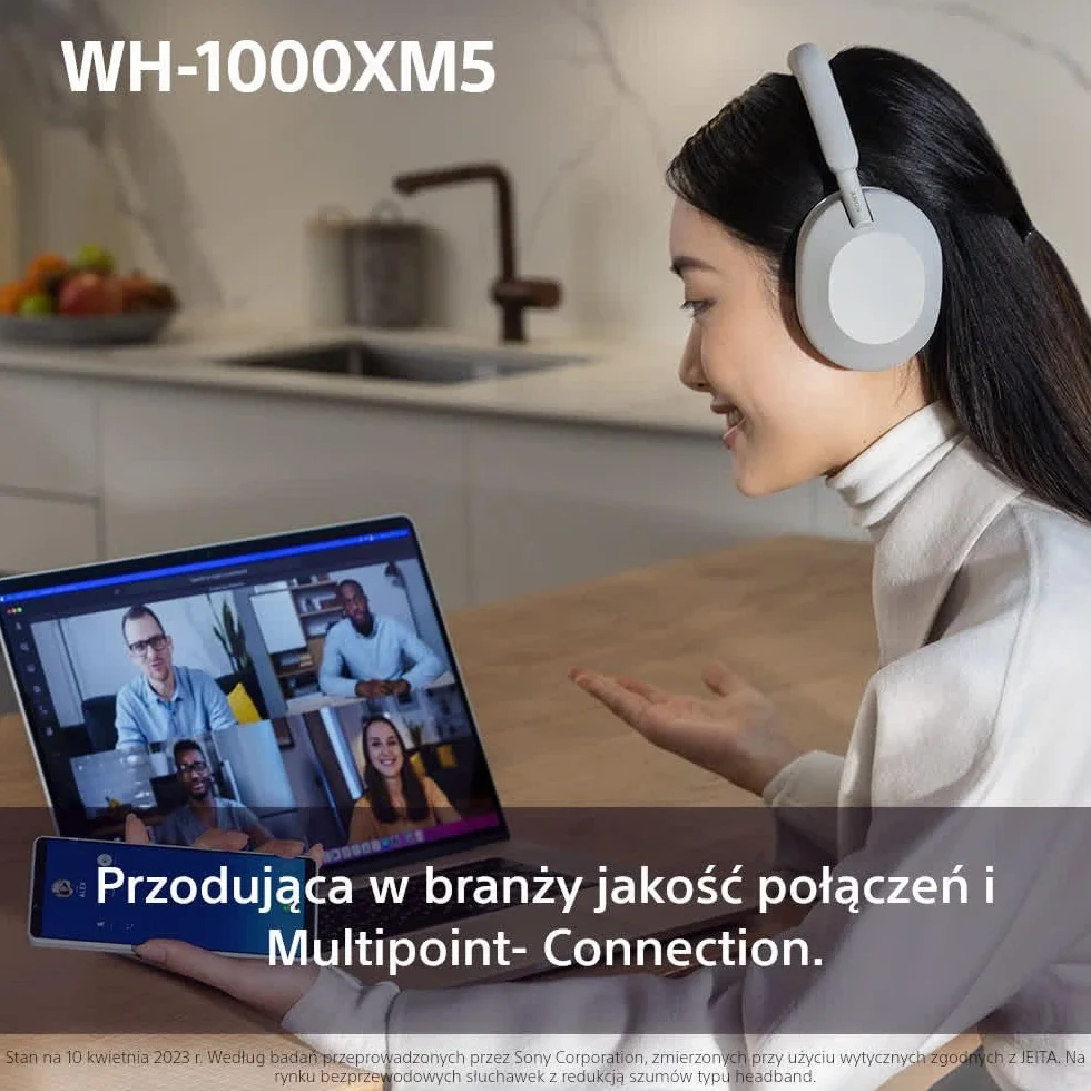 Sony WH-1000XM5 ANC Bezprzewodowe Słuchawki Nauszne z Redukcją Hałasu, Bluetooth, Clear Call Quality, Hi-Res, Do 30H Baterii, Szybkie Ładowanie, Alexa i Google Assistant, IOS i Android - Czarne